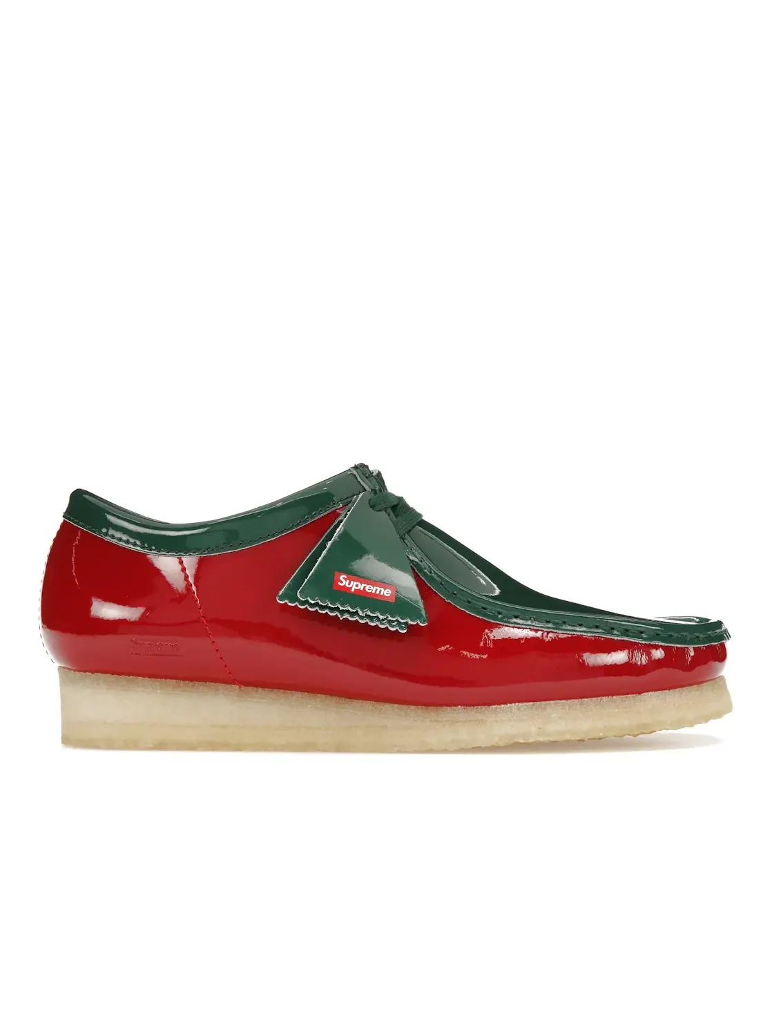 Мужские ботинки с патентованной кожи Wallabee Patent Leather Boot Clarks — изображение 1 из 4, зеленый/красный