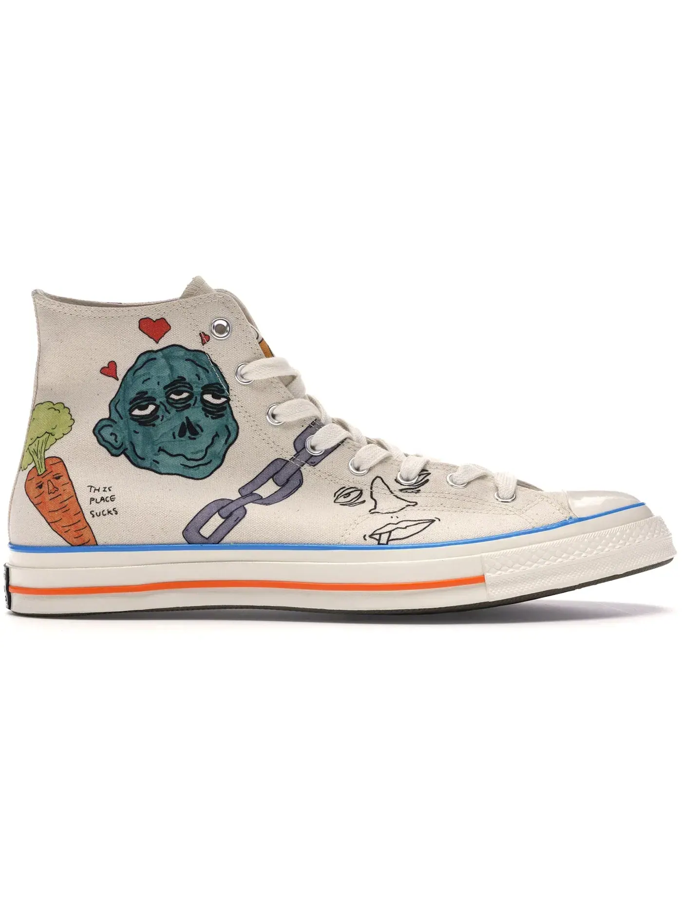 Мужские кеды с принтом Converse Chuck Taylor All Star 70 Hi — изображение 1 из 2, натуральный/синий
