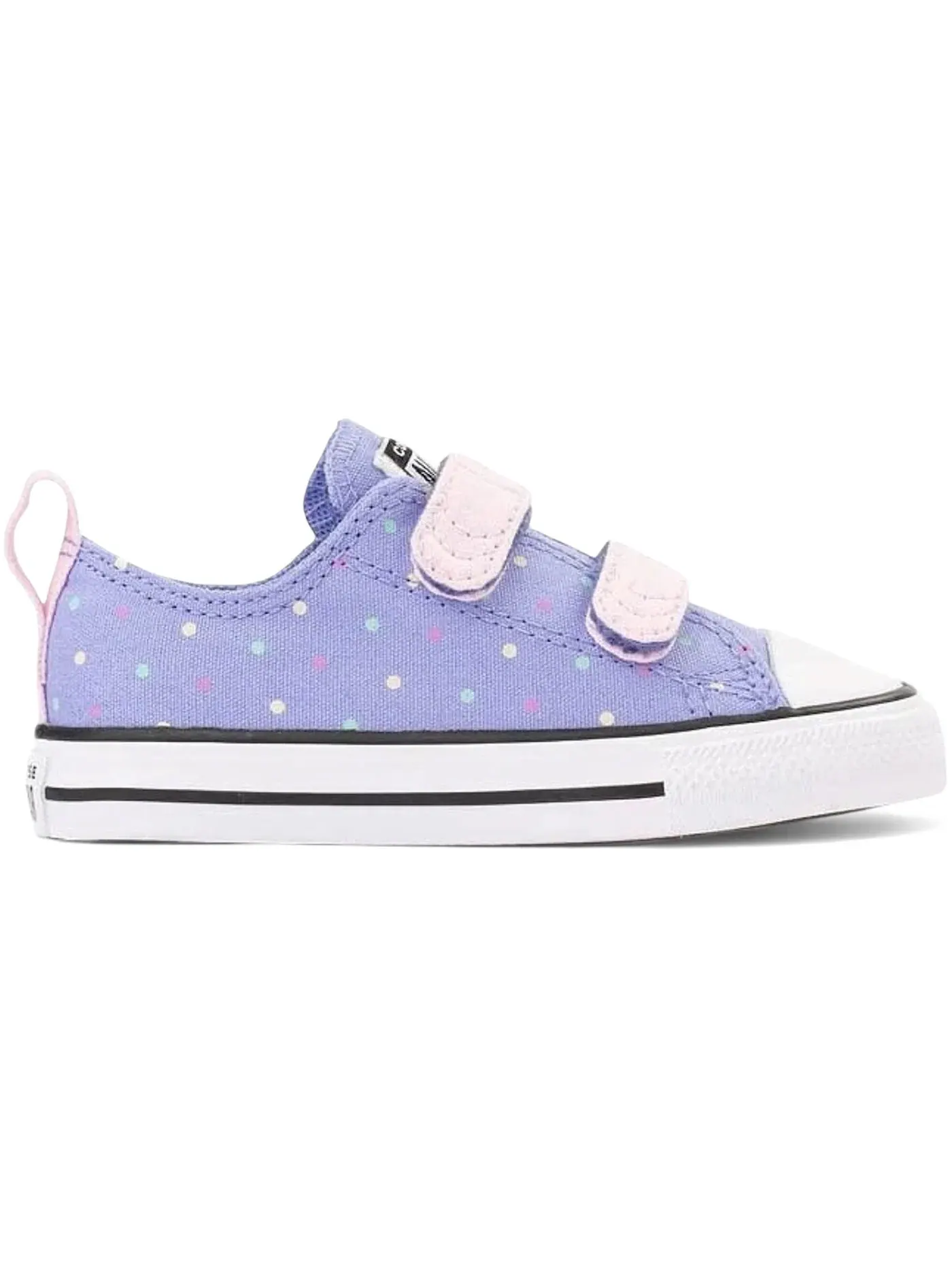 Детские кеды с принтом Converse Chuck Taylor All Star 2V Purple Polka Dot (TD) — изображение 1 из 2, фиолетовый