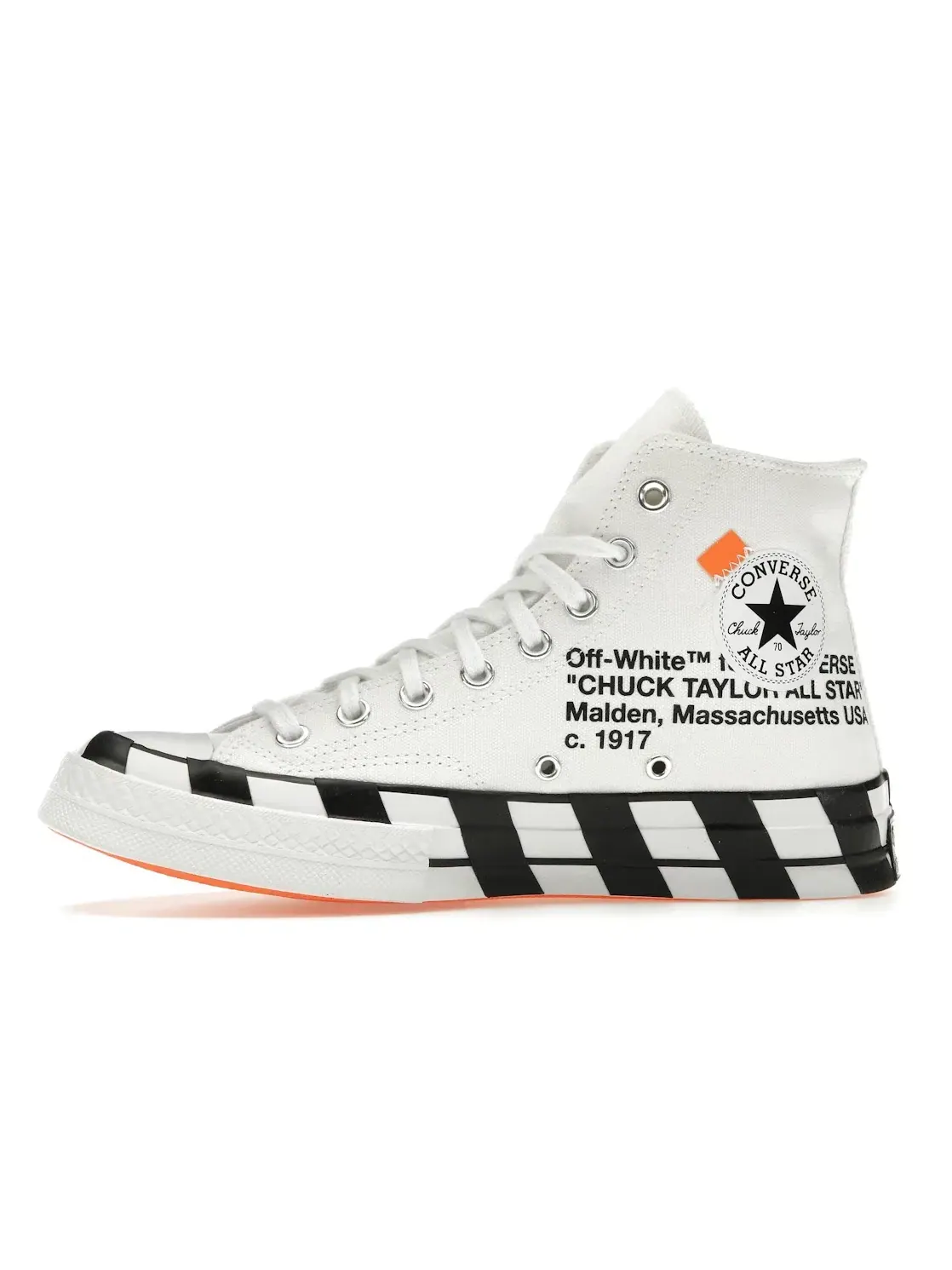 Мужские кеды с принтом Converse Chuck Taylor All Star 70 Hi Off-White — изображение 4 из 5, белый/оранжевый-черный