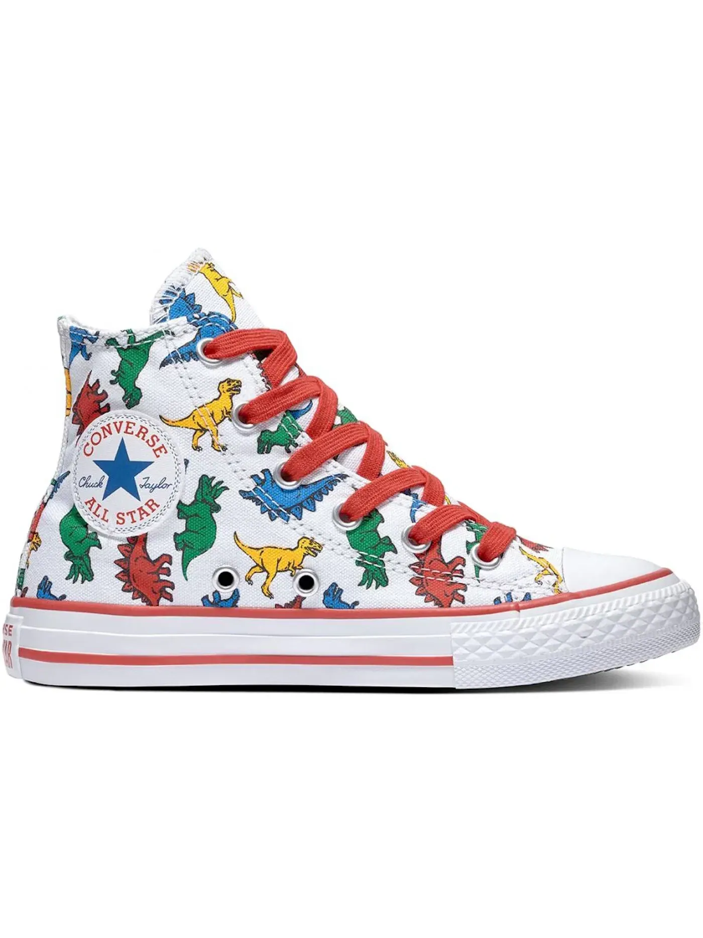 Детские кроссовки с принтом динозавров Converse Chuck Taylor All Star Hi — изображение 1 из 2, белый мульти