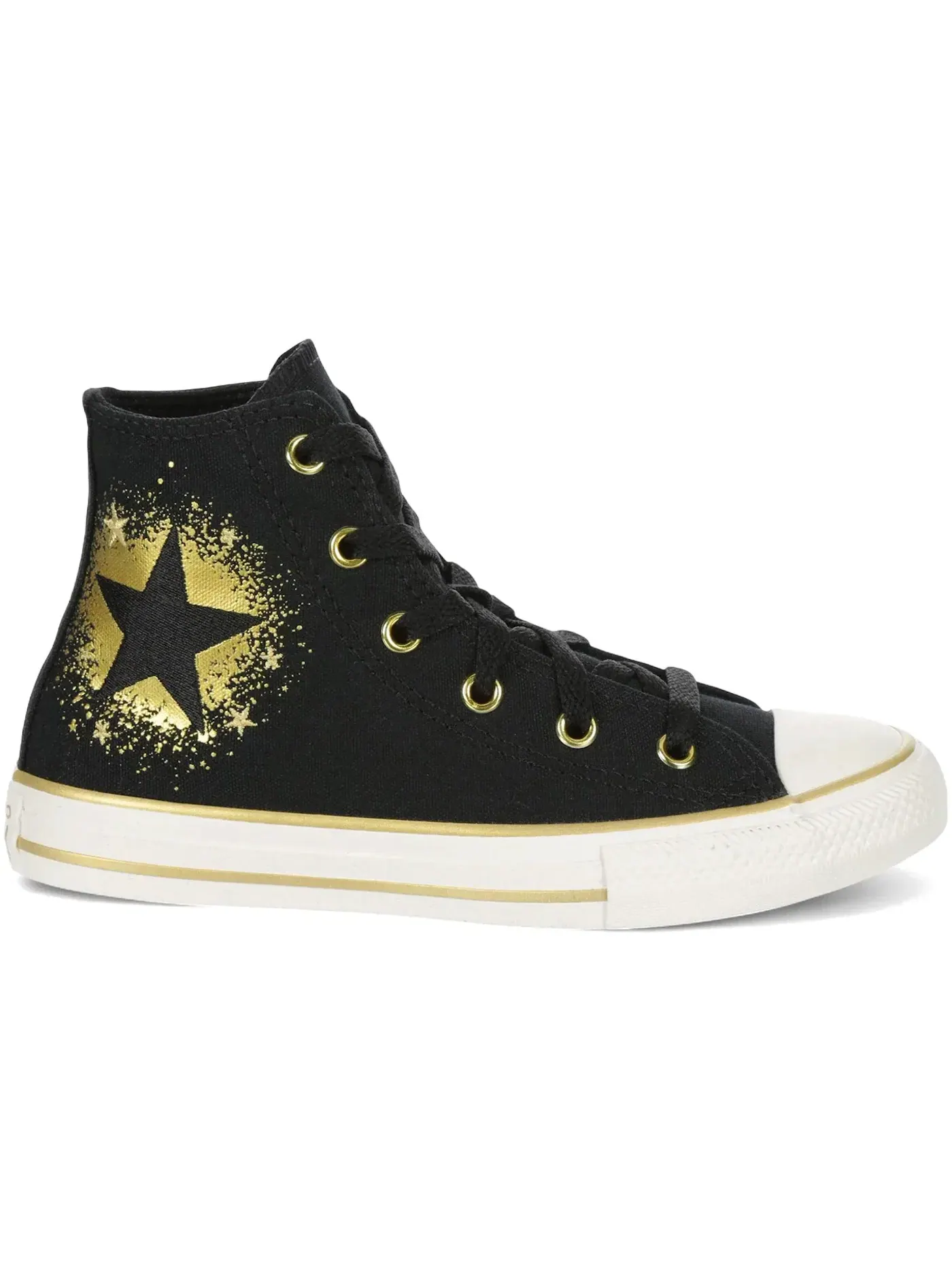 Детские кеды с принтом Converse Chuck Taylor All Star Hi — изображение 1 из 2, черный/золотистый/белый