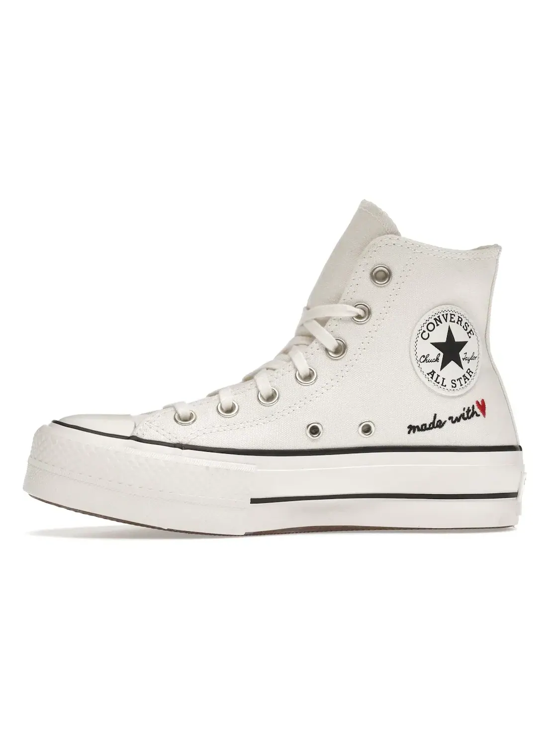 Женские кроссовки высокие Converse Chuck Taylor All Star Lift Hi Made With Love — изображение 4 из 5, винтажный белый//черный