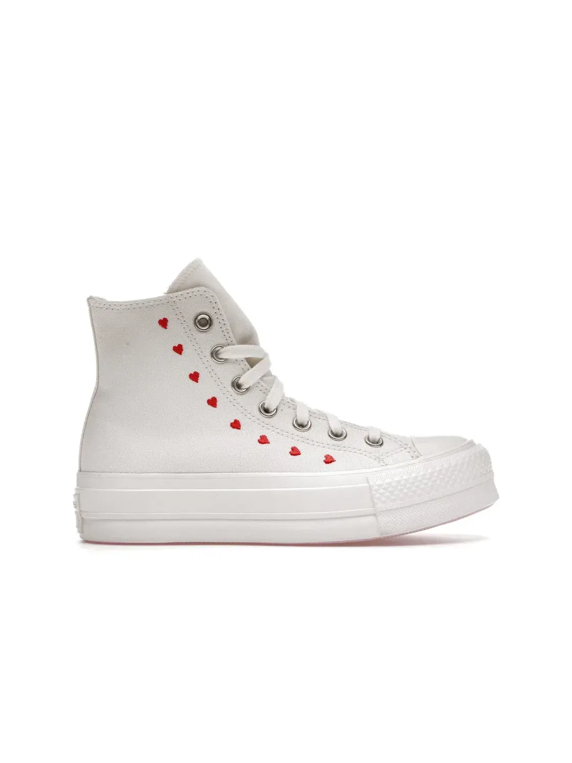 Женские кроссовки с принтом Converse Chuck Taylor All Star Lift Hi White Red — изображение 1 из 5, белый/красный
