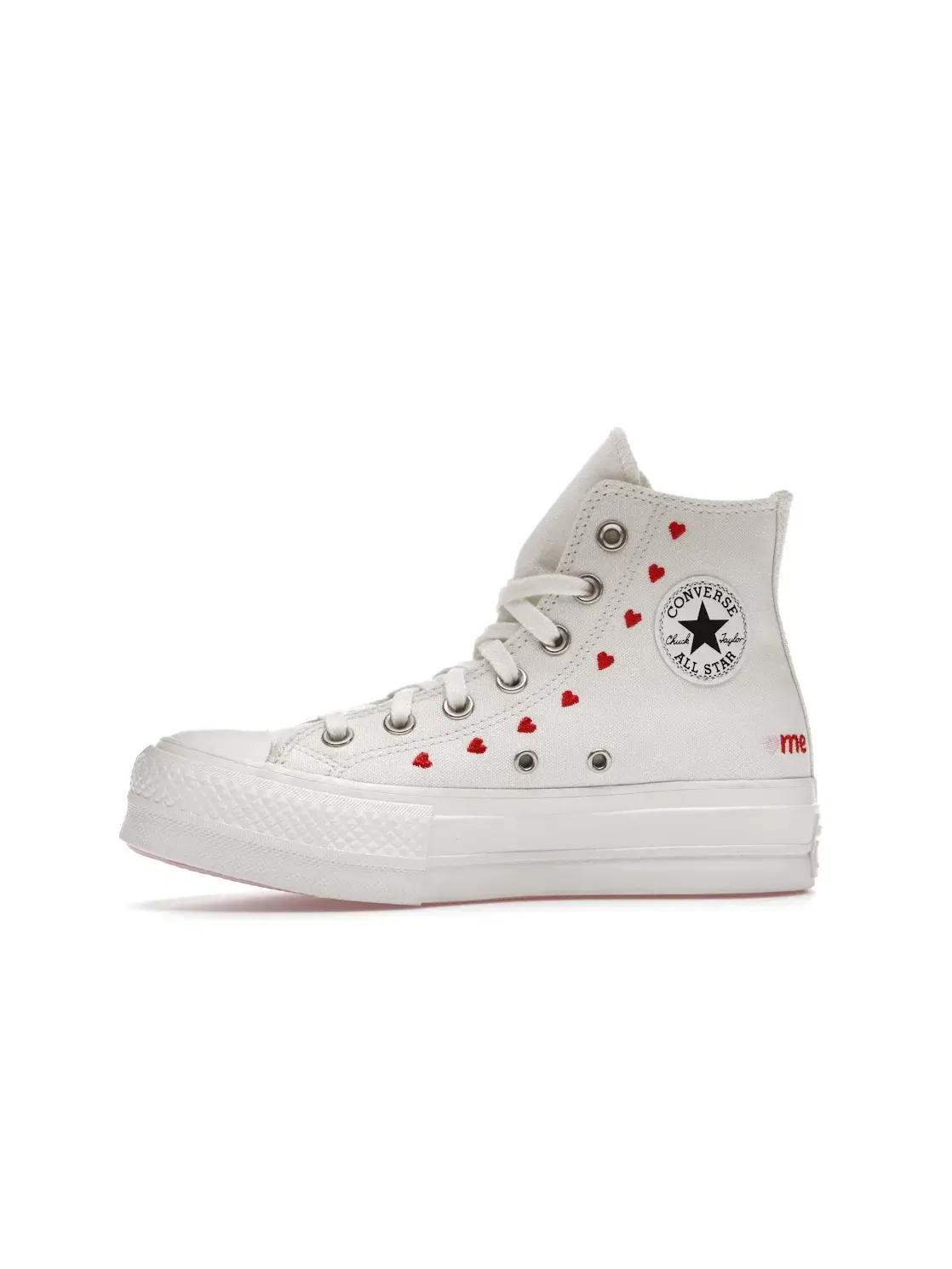 Женские кроссовки с принтом Converse Chuck Taylor All Star Lift Hi White Red — изображение 4 из 5, белый/красный