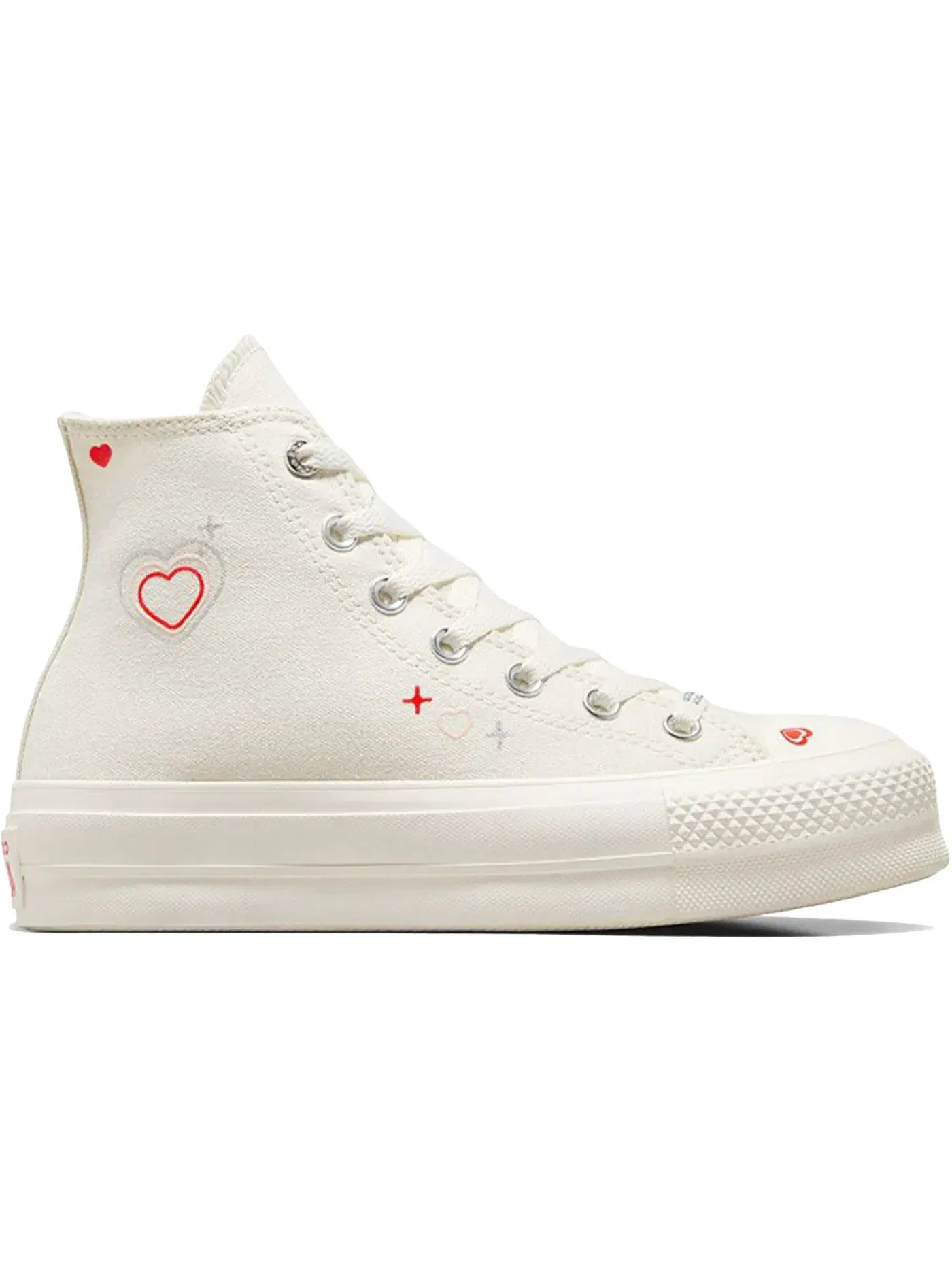 Женские кроссовки на высокой подошве Converse Chuck Taylor All Star Lift Hi Y2K Heart, Egret/Fever Dream/Egret