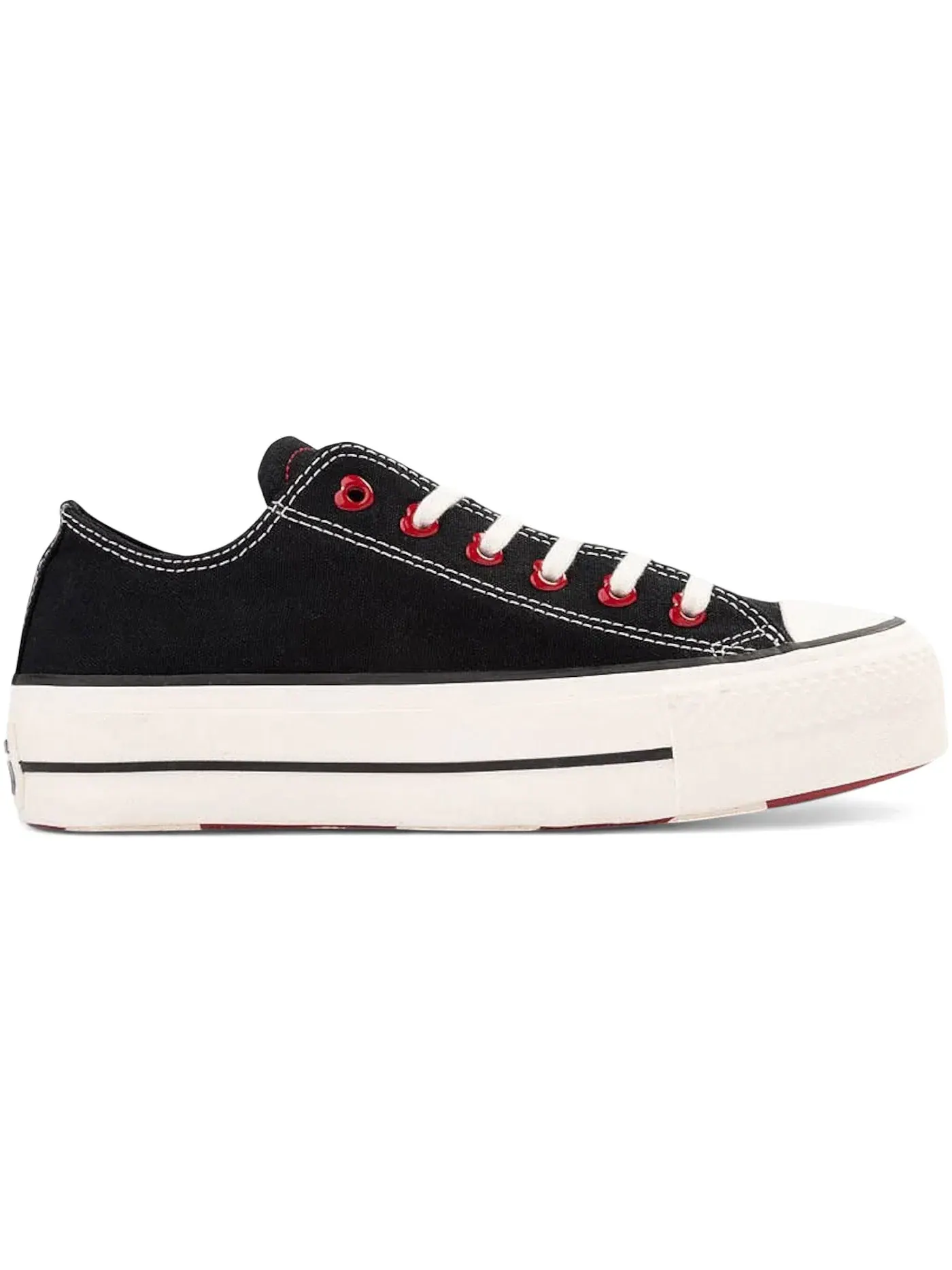 Женские кеды на платформе Converse Chuck Taylor All Star Lift Platform Low — изображение 1 из 2, черный//красный