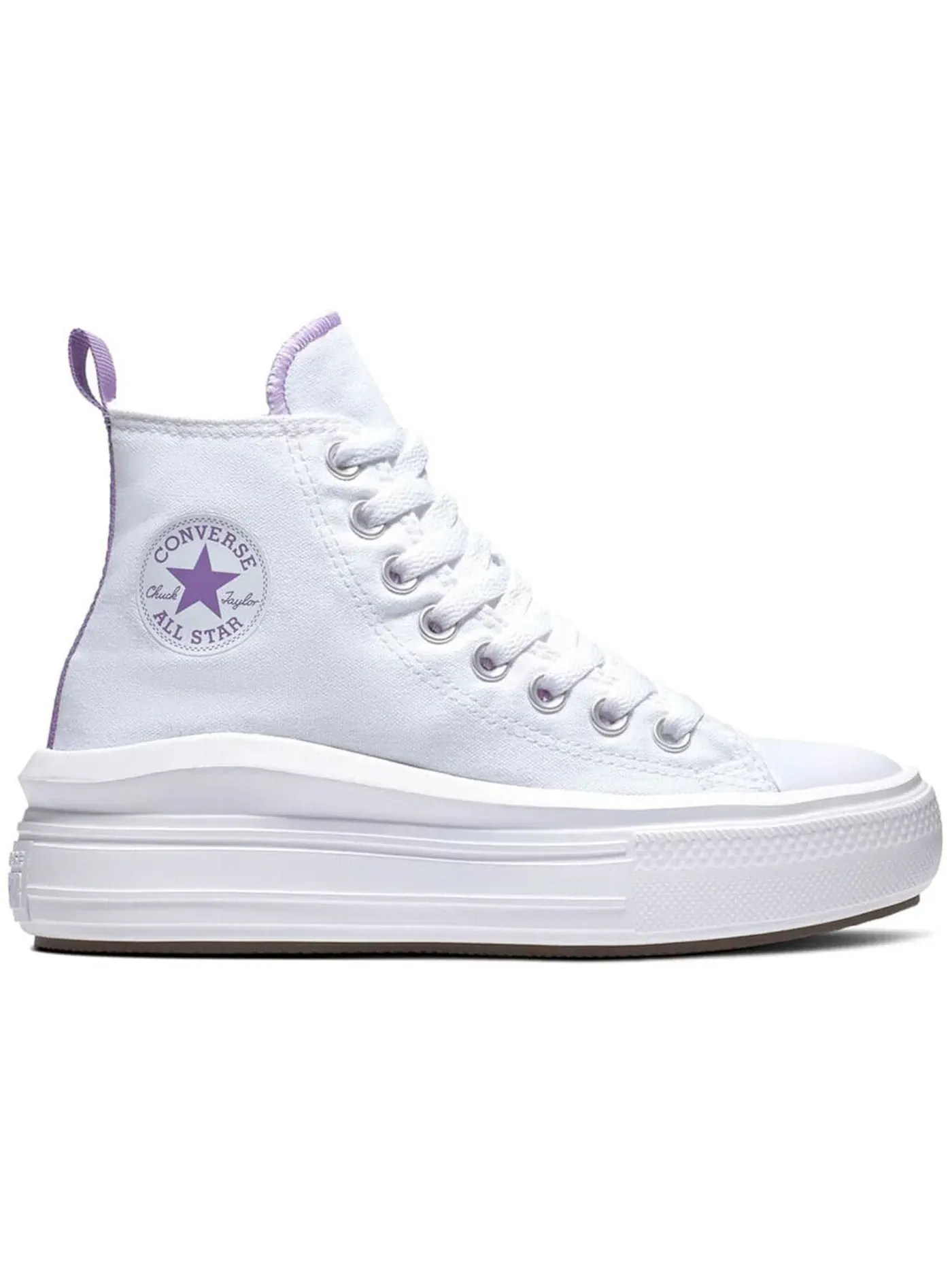 Детские кроссовки с платформой Converse Chuck Taylor All Star Move Platform Hi — изображение 3 из 3, белый/фиолетовый