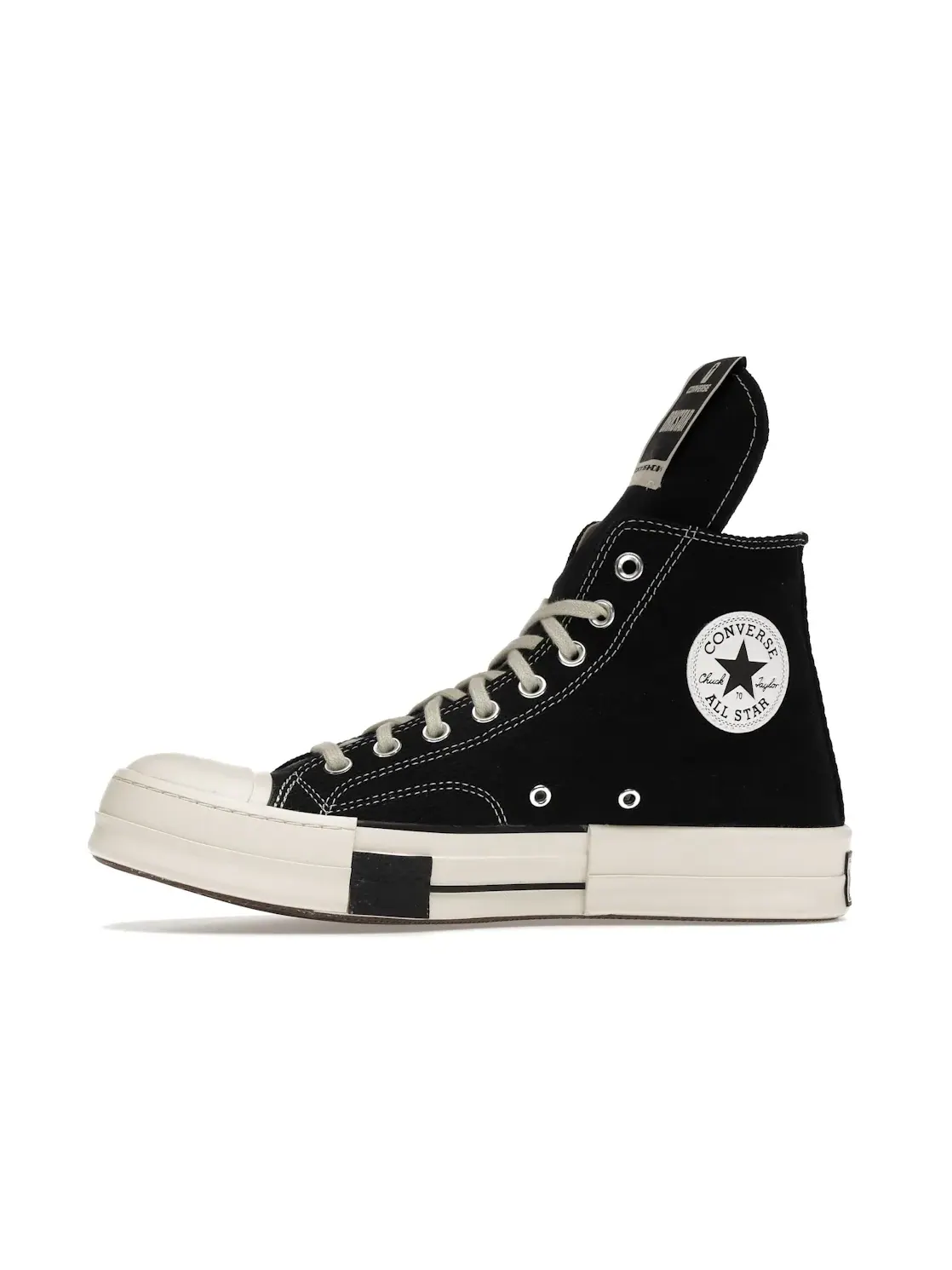 Женские кеды с удлиненным языком Converse DRKSTAR Hi Rick Owens DRKSHDW — изображение 3 из 4, черный/белый