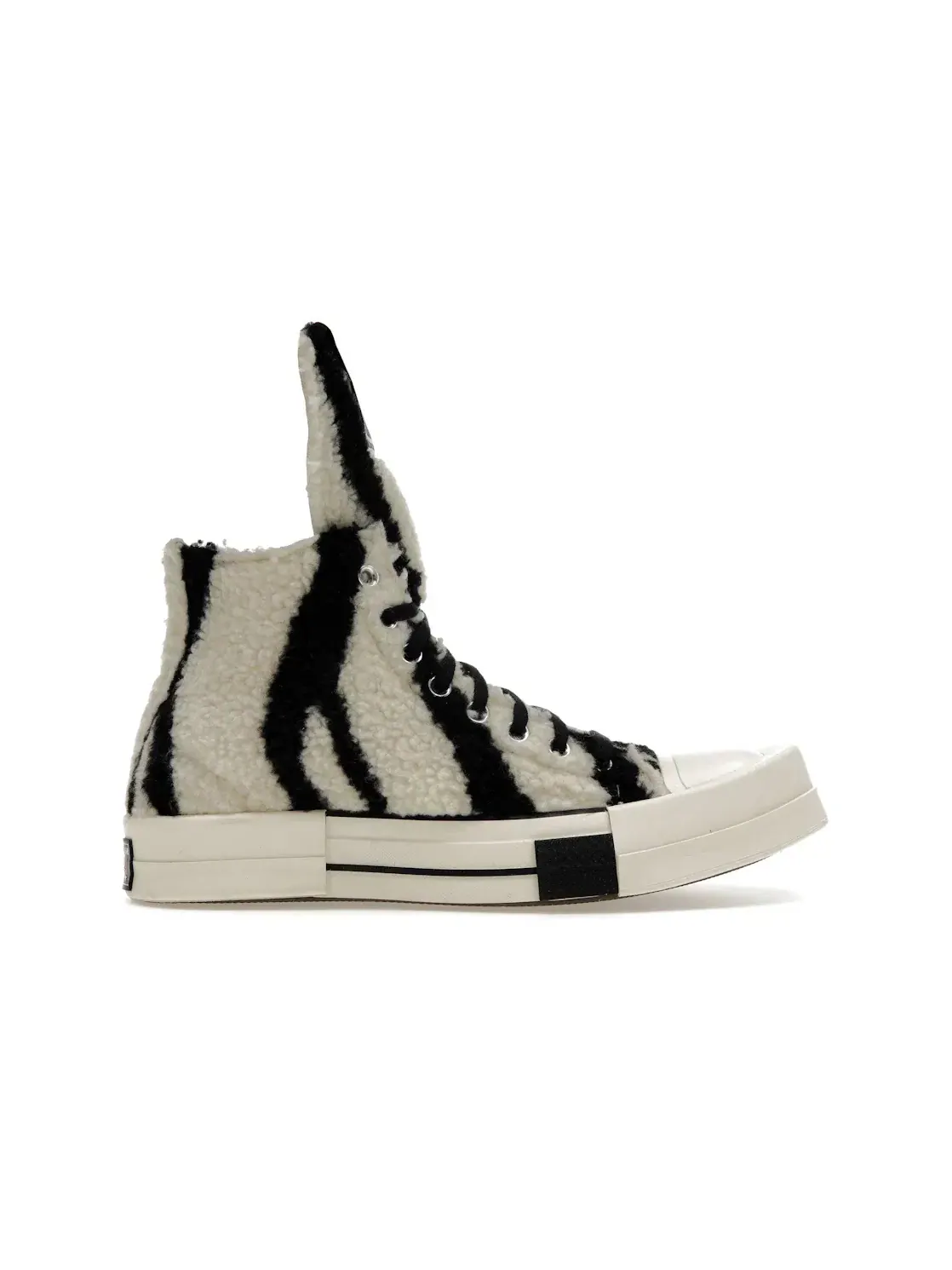 Мужские кроссовки с принтом Converse TURBODRK Chuck Taylor All Star 70 Hi Rick Owens DRKSHDW Sherpa Zebra Print, белый/черный