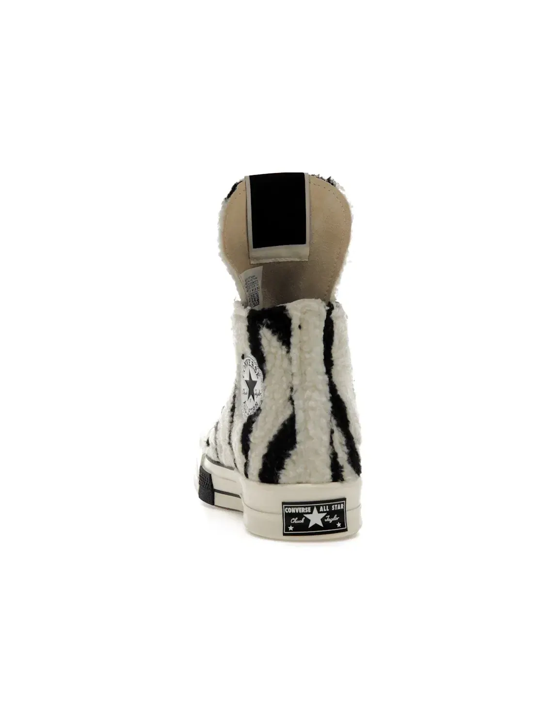 Мужские кроссовки с принтом Converse TURBODRK Chuck Taylor All Star 70 Hi Rick Owens DRKSHDW Sherpa Zebra Print, белый/черный