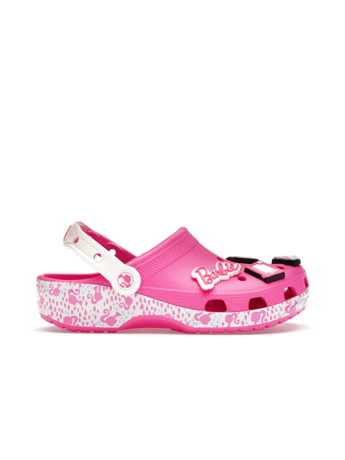 Женские сабо с пайетками Crocs Classic Clog — изображение 1 из 4, розовый/белый