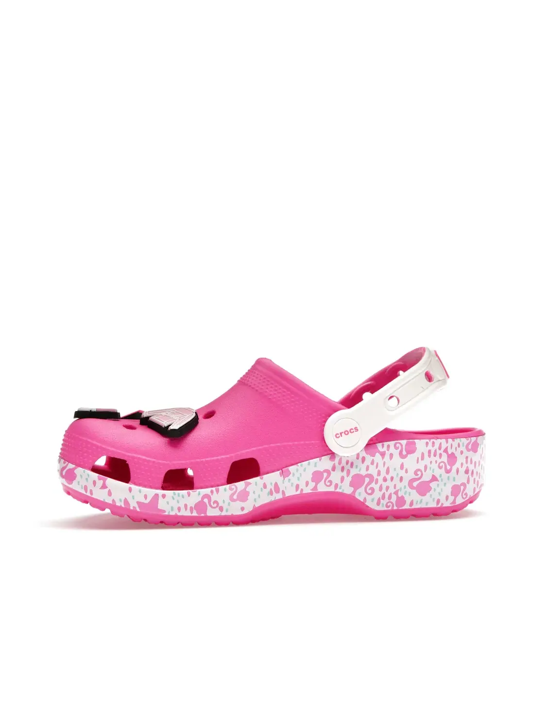 Женские сабо с пайетками Crocs Classic Clog — изображение 3 из 4, розовый/белый