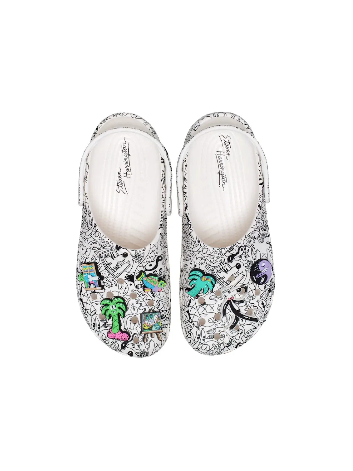 Мужские сабо-клоги Classic Clog Steven Harrington Quickstrike Crocs — изображение 2 из 2, белый/черный