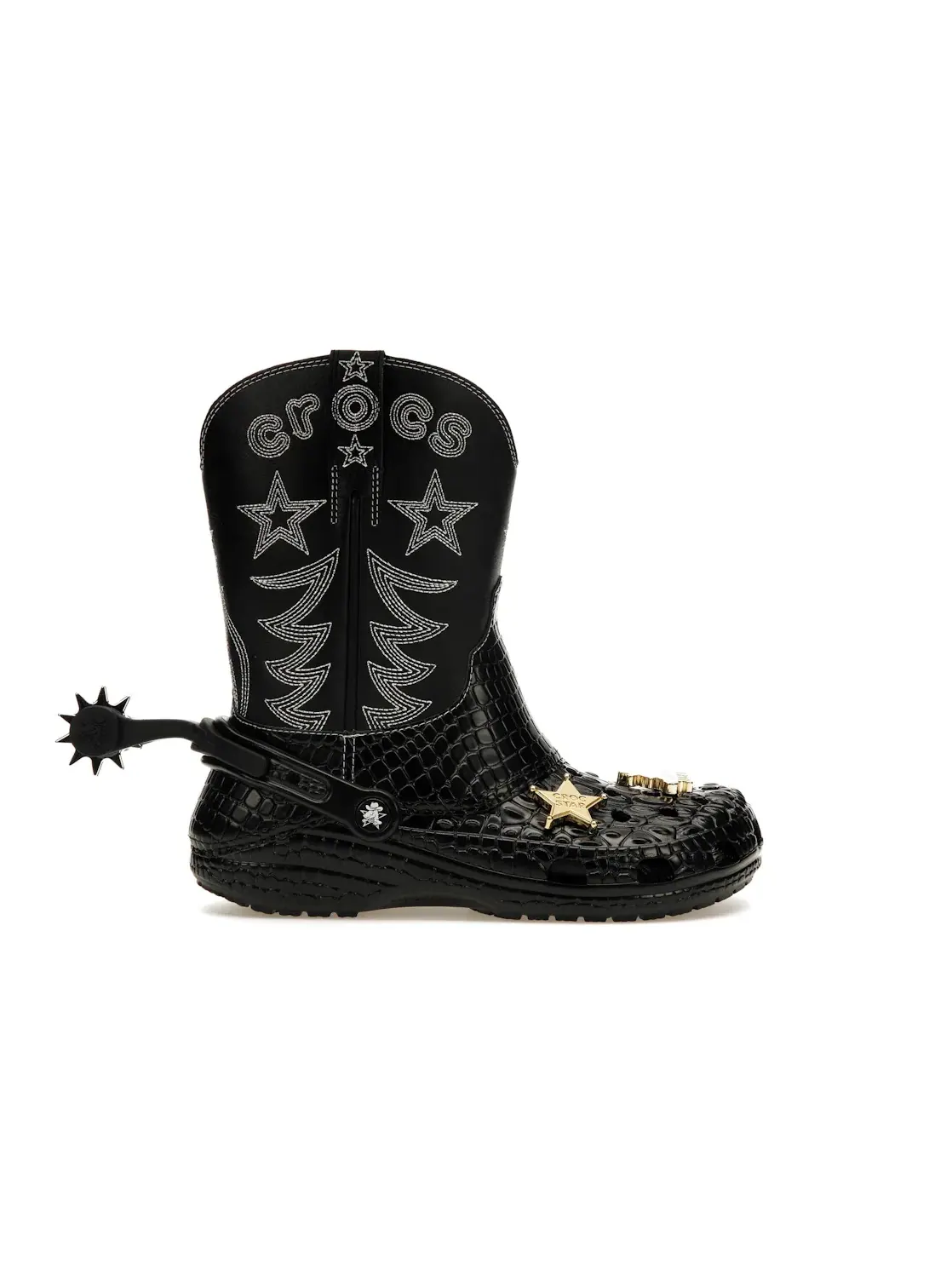 Мужские ботинки ковбойские с принтом крокодиловой кожи Crocs Classic Cowboy Boot — изображение 1 из 4, черный