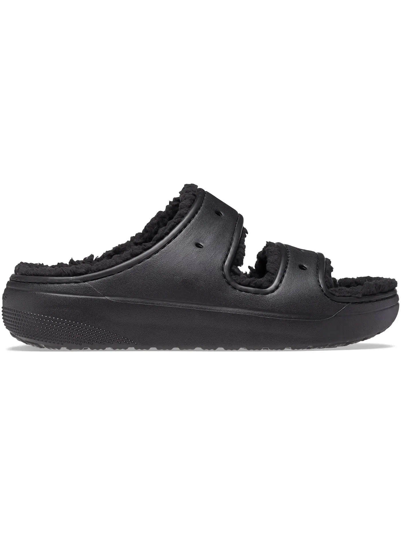 Мужские сандалии с флисовой подкладкой Crocs Classic Cozzzy Sandal — изображение 1 из 1, черный/черный