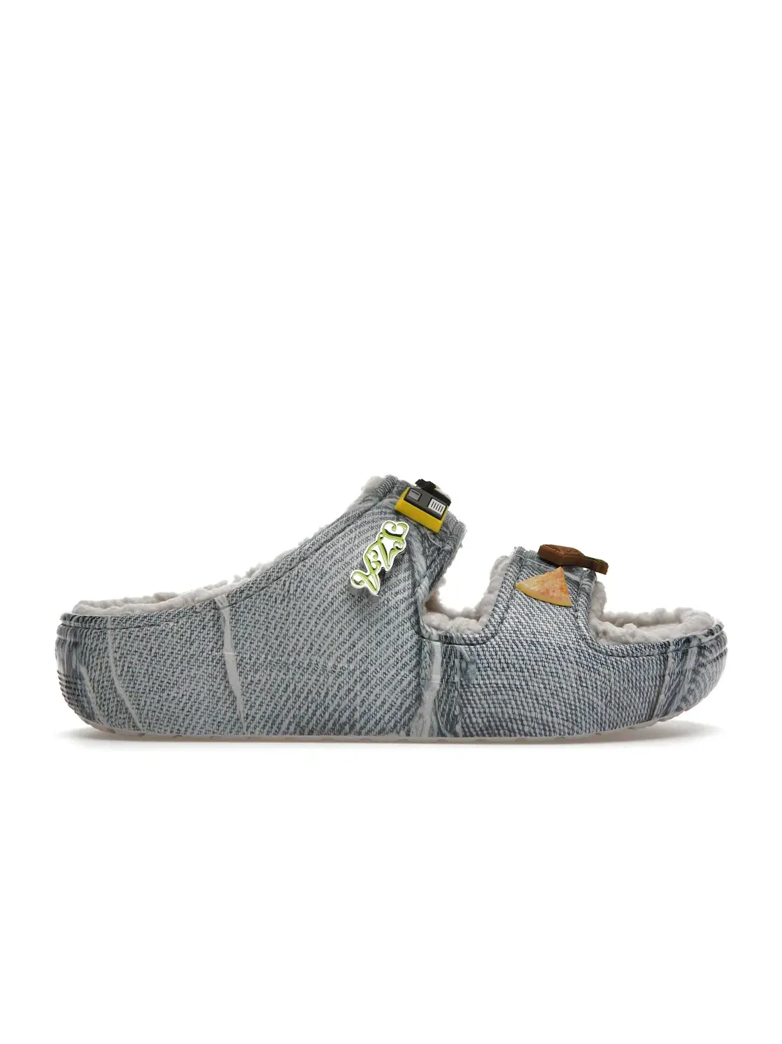 Женские сандалии-сабо из денима с мехом Classic Cozzzy Sandal SZA Crocs — изображение 1 из 4, джинсовый синий