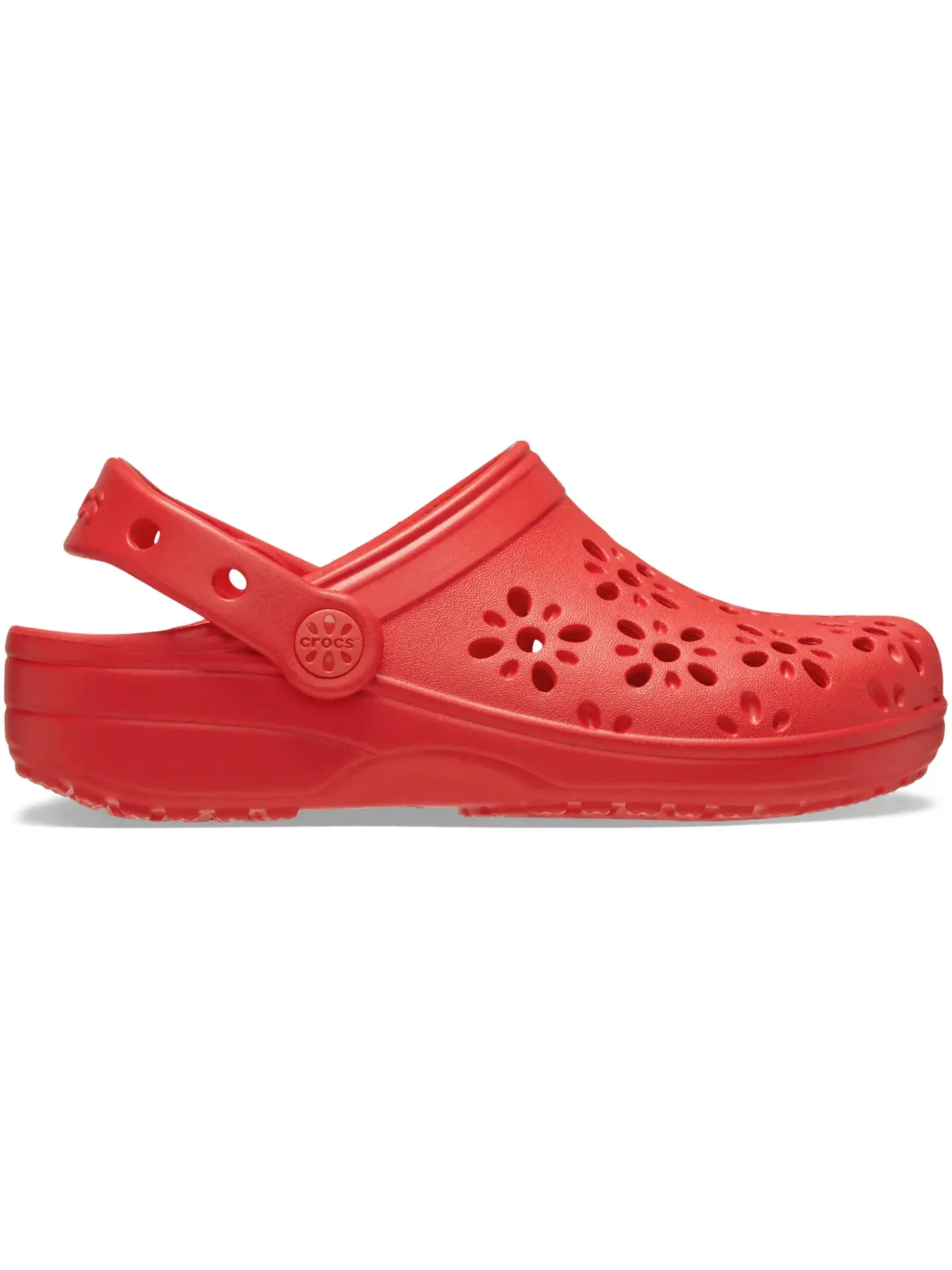Детские клоги с вырезами в виде цветов Crocs Classic Floral Cut-Out Clog Crocs — изображение 1 из 1, красный