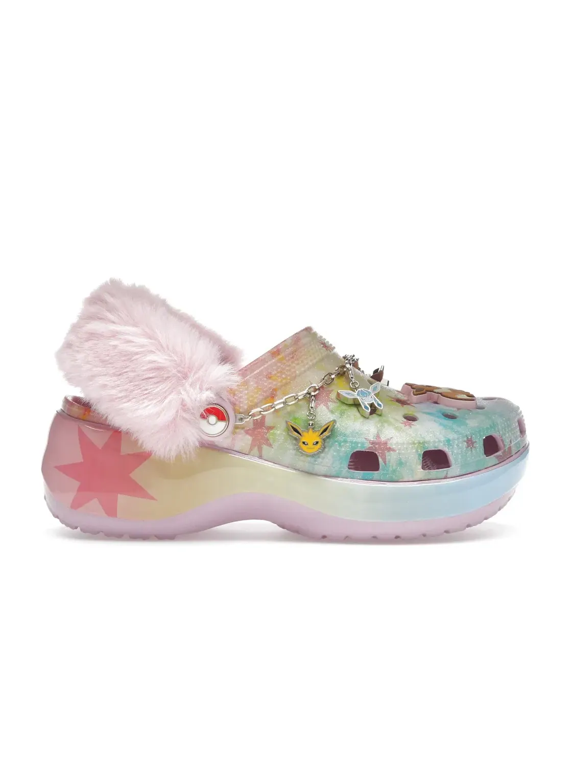 Женские сабо-клоги на платформе с принтом Pokémon Eevee Crocs — изображение 1 из 4, мульти