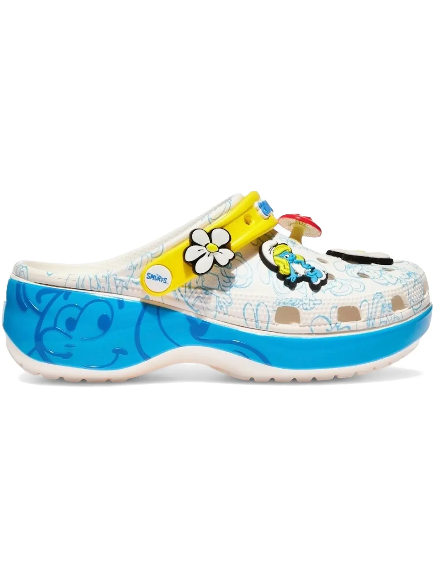 Женские сабо на платформе с принтом Crocs Classic Platform Clog The Smurfs — изображение 1 из 2, мульти