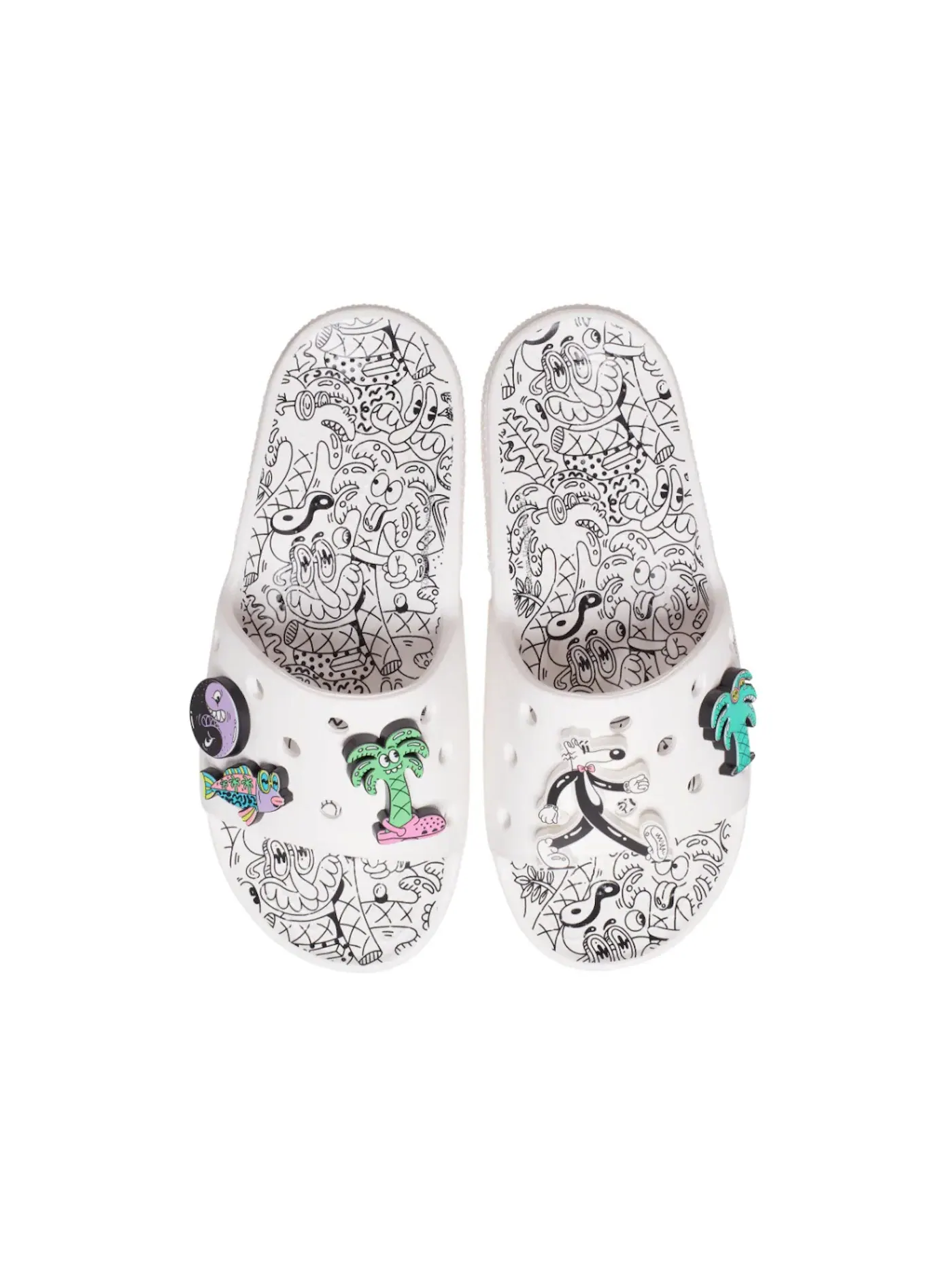 Мужские шлепанцы Crocs Classic Slide Steven Harrington Quickstrike Crocs — изображение 2 из 2, белый/черный