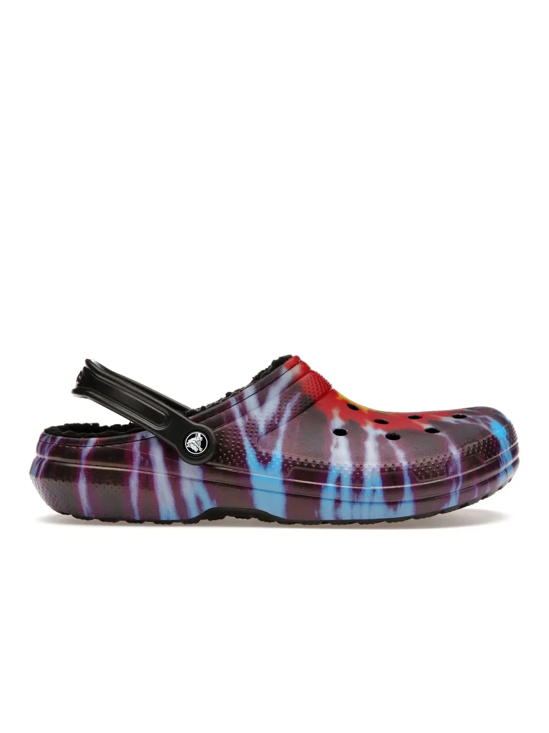 Мужские сабо с принтом тай-дай Crocs Classic Tie-Dye Lined Clog — изображение 1 из 4, мульти черный