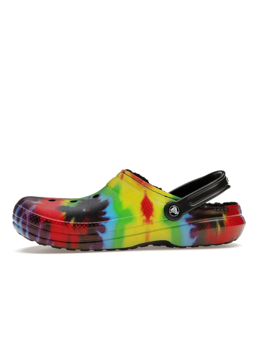 Мужские сабо с принтом тай-дай Crocs Classic Tie-Dye Lined Clog — изображение 3 из 4, мульти черный
