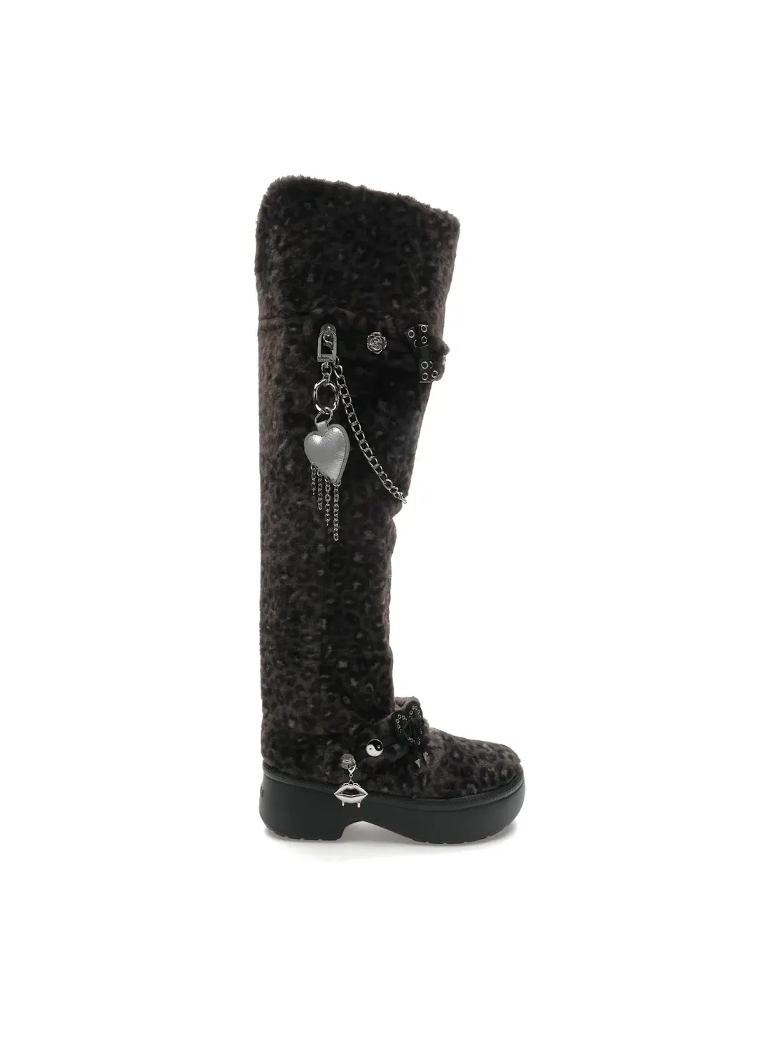 Женские высокие сапоги с принтом Crocs Classic Unfurgettable Knee High Boot — изображение 1 из 4, черный