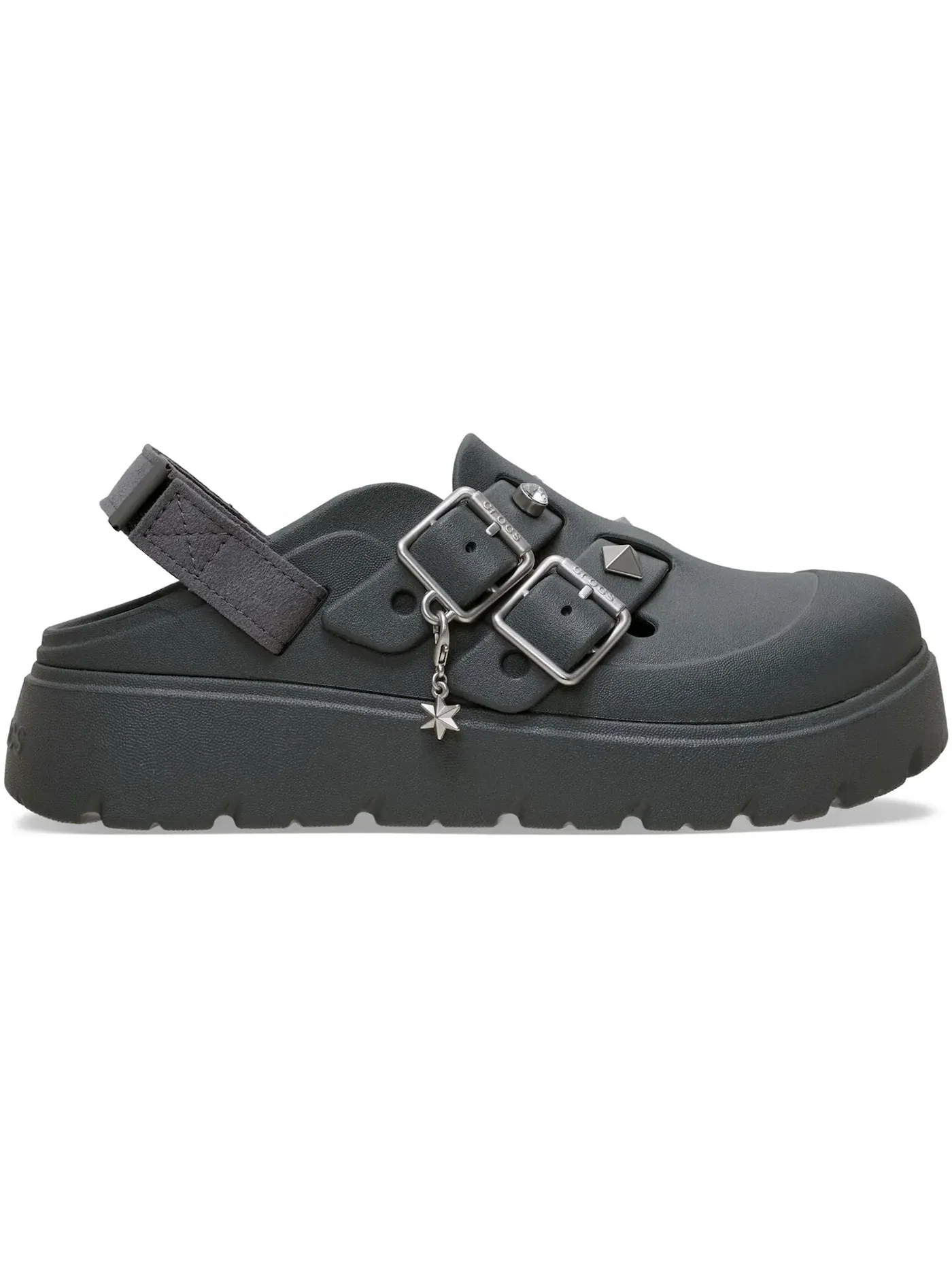 Женские лоферы с принтом Crocs Loaferette Star Studded Clog — изображение 1 из 2, угольный
