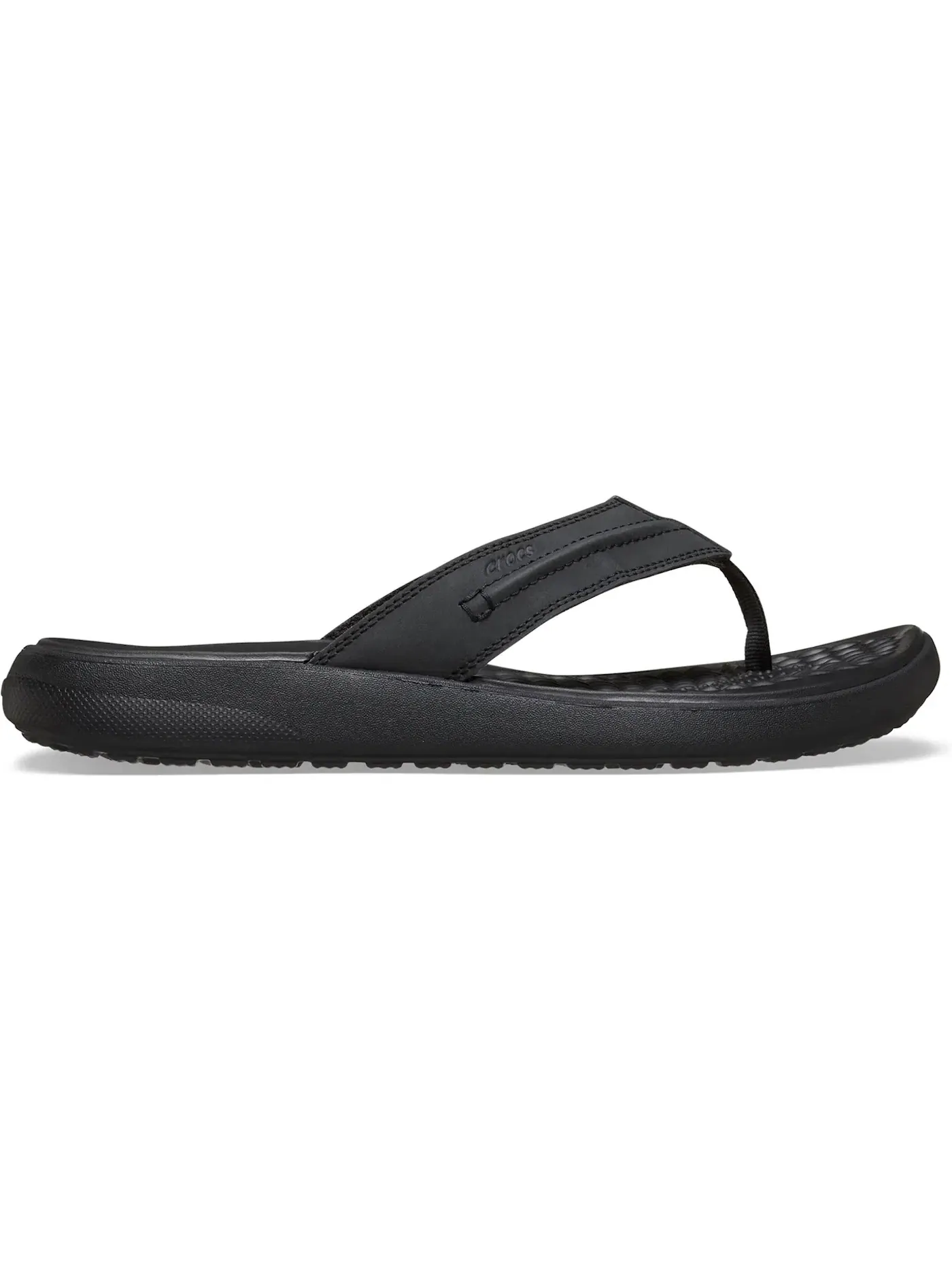 Мужские сандалии с кожаным ремешком Crocs Yukon Vista II LiteRide Flip — изображение 1 из 1, черный/черный