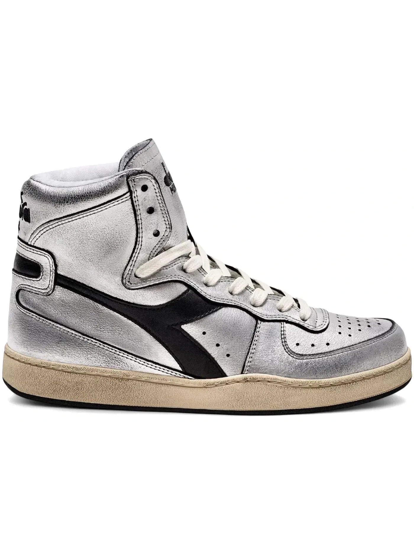 Женские кроссовки с низким силуэтом Diadora Basket Silver Used — изображение 1 из 1, серебристый/черный