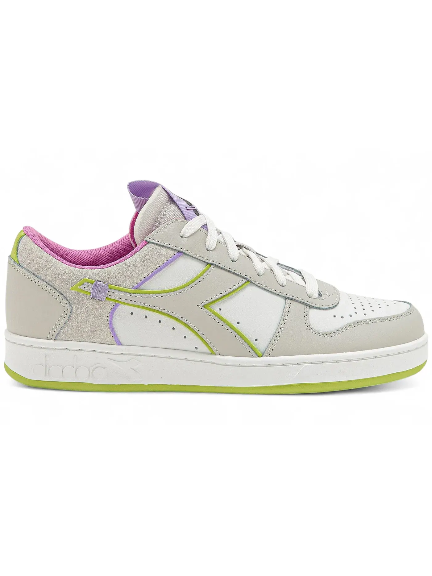 Женские кроссовки Lifestyle Diadora Magic Basket Low Label — изображение 1 из 1, белый/зеленый