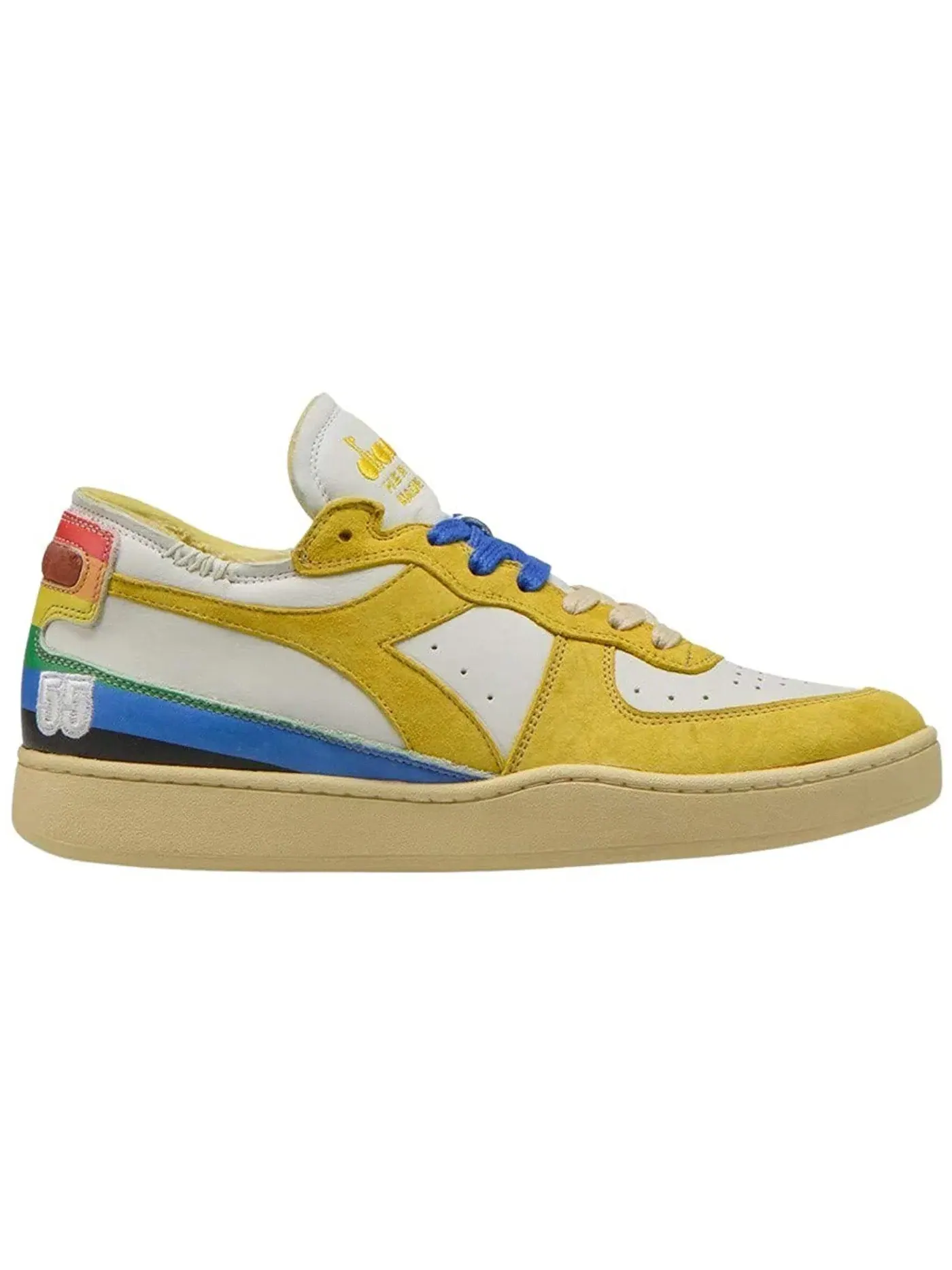 Мужские кроссовки Lifestyle Diadora MI Basket Row Cut — изображение 1 из 1, белый/желтый