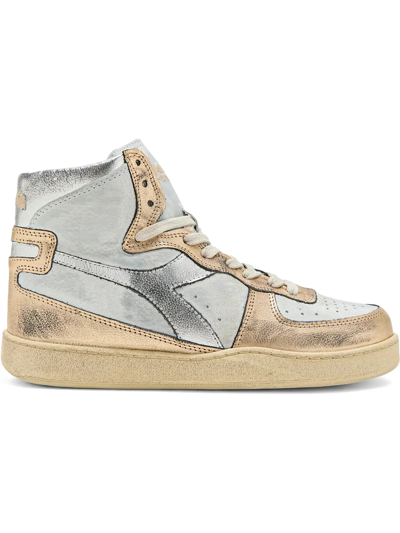 Женские кроссовки Lifestyle Diadora Mi Basket Used — изображение 1 из 1, золотистый серебристый