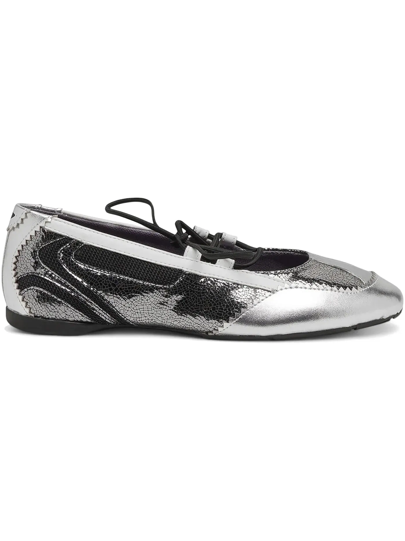 Женские балетки с принтом Diesel D-Mile Lace Up Ballerina Diesel — изображение 1 из 1, серебряный