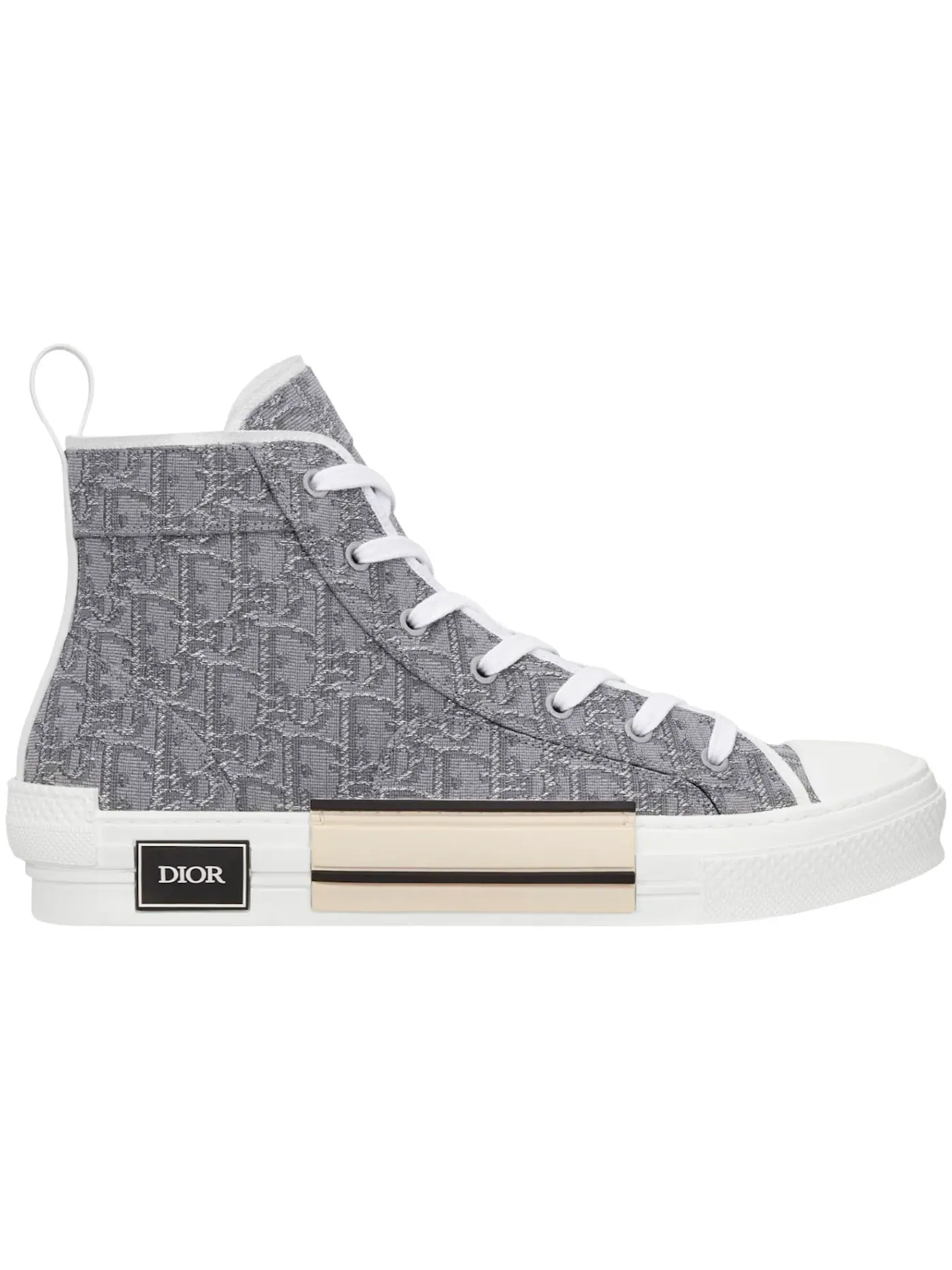Мужские кроссовки с принтом Dior B23 High Top Dior — изображение 1 из 1, металлик/белый