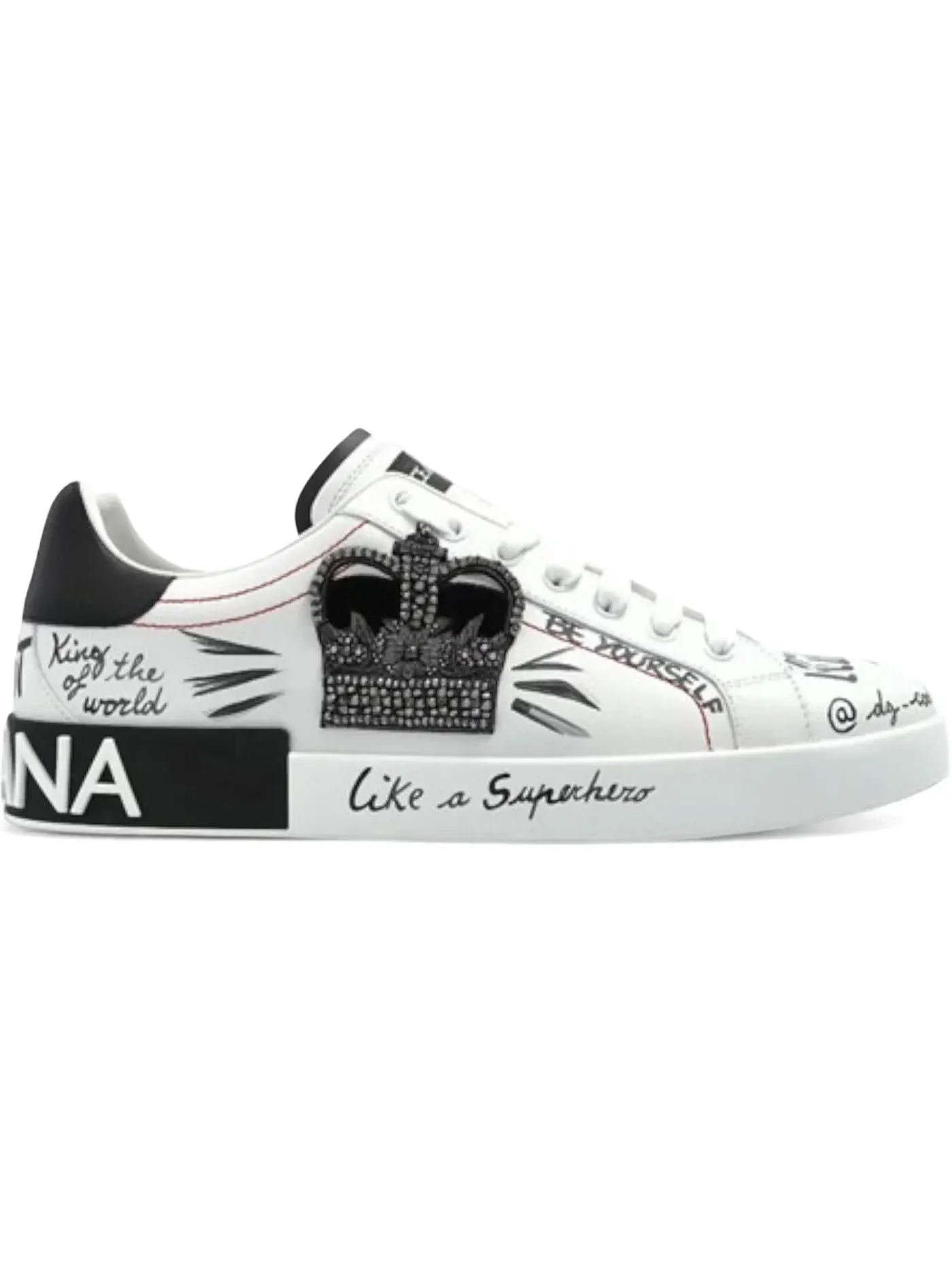 Мужские кроссовки с принтом Dolce & Gabbana Portofino Sneaker Rhinestone Crown