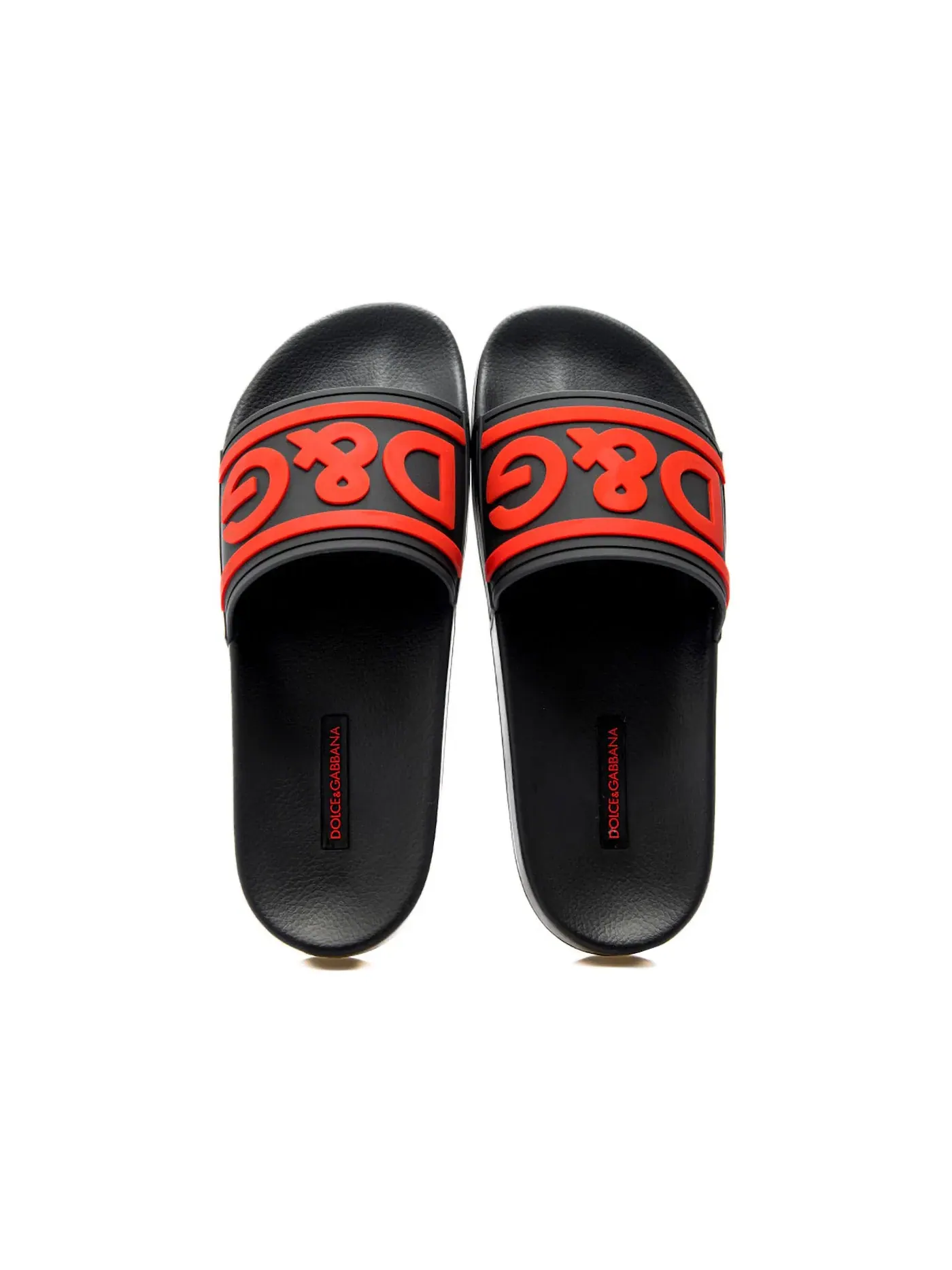 Мужские шлепанцы с логотипом Dolce & Gabbana — изображение 2 из 2, черный/красный