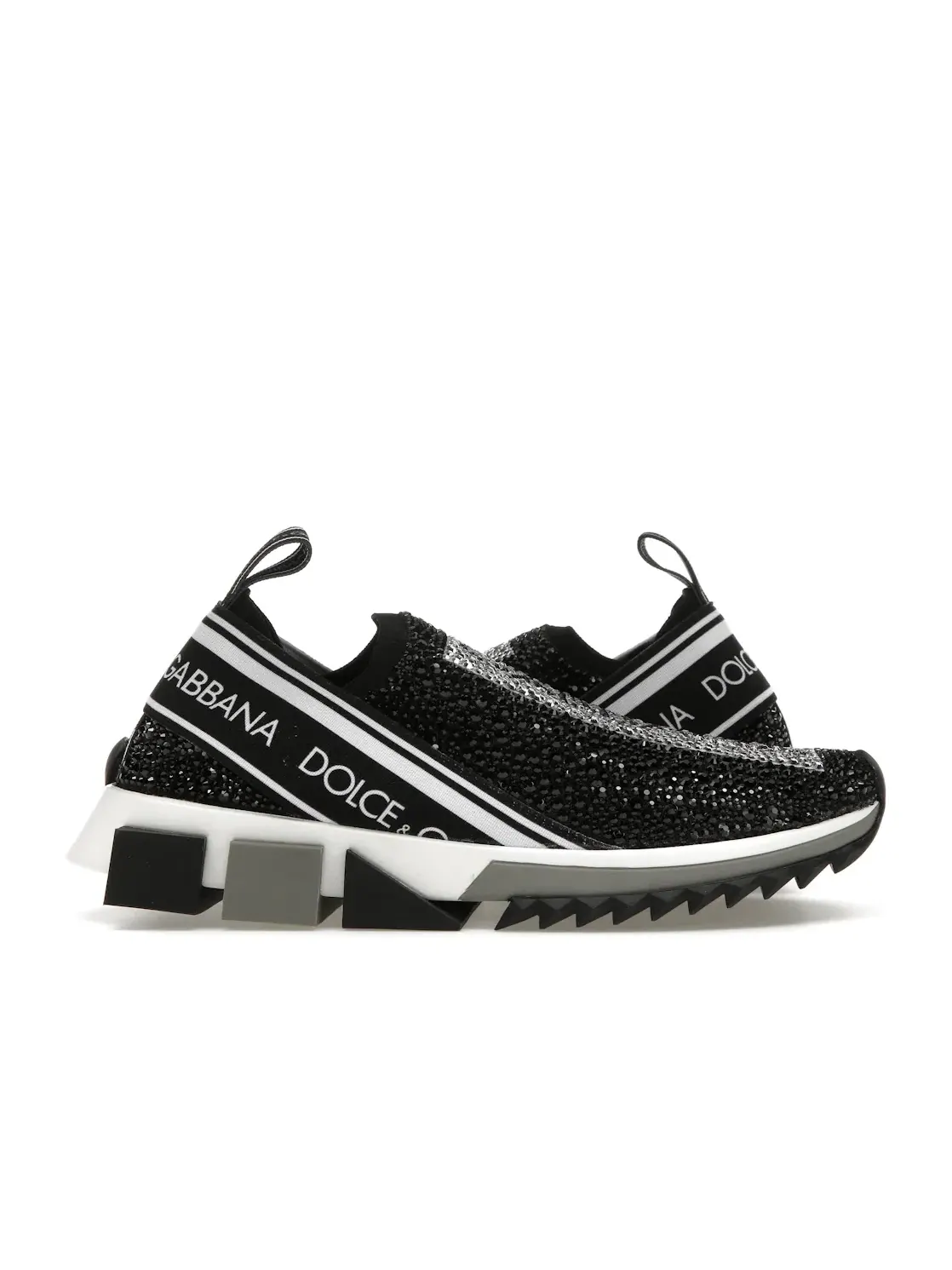 Женские кроссовки с кристаллами Dolce & Gabbana Sorrento Slip On — изображение 1 из 4, черный/белый