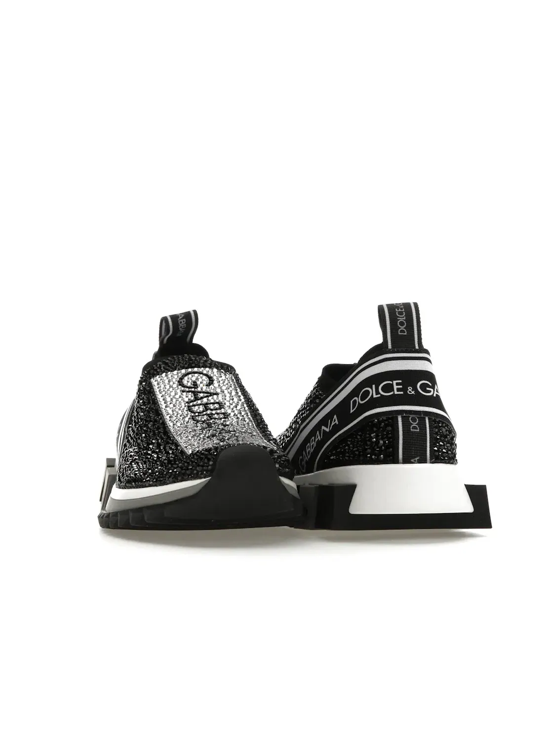 Женские кроссовки с кристаллами Dolce & Gabbana Sorrento Slip On — изображение 2 из 4, черный/белый