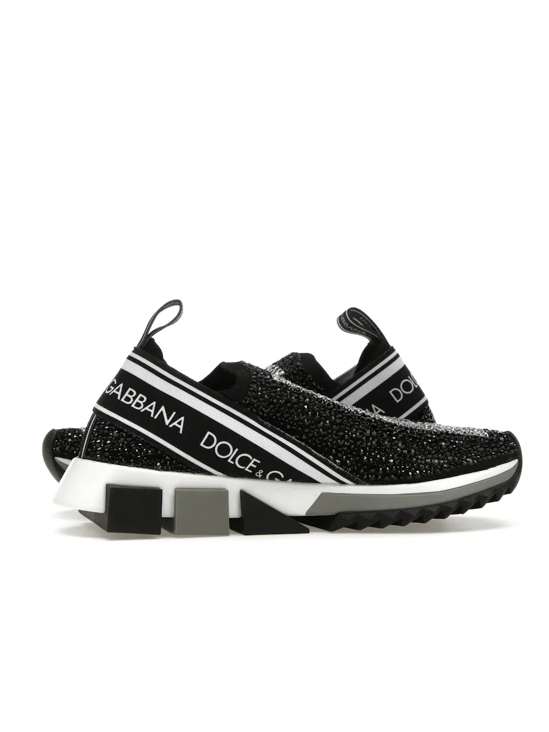 Женские кроссовки с кристаллами Dolce & Gabbana Sorrento Slip On — изображение 3 из 4, черный/белый