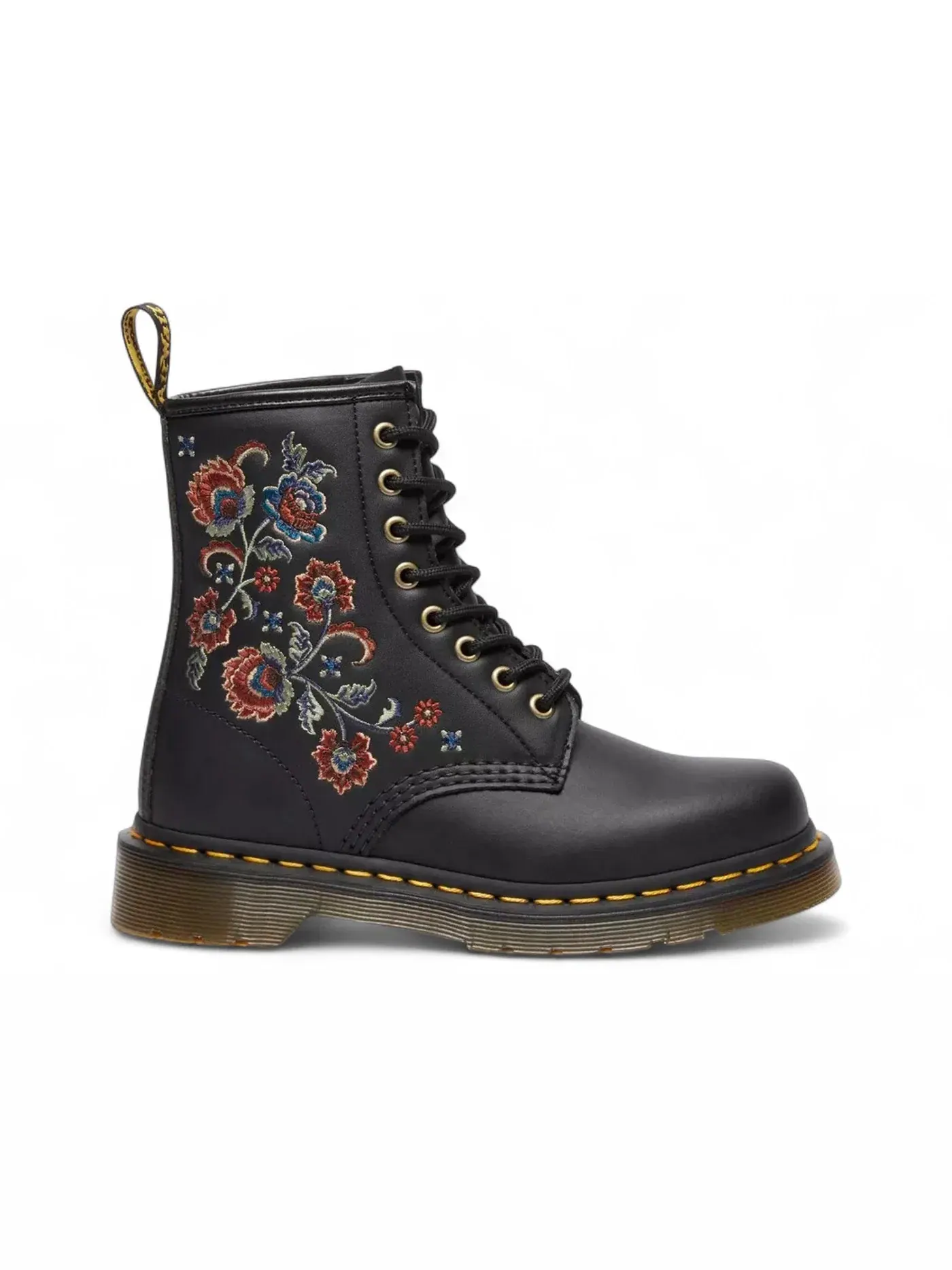 Ботинки женские Dr. Martens 1460 Vonda Genix, кожаные, на шнуровке, с цветочным принтом — изображение 1 из 1, черный