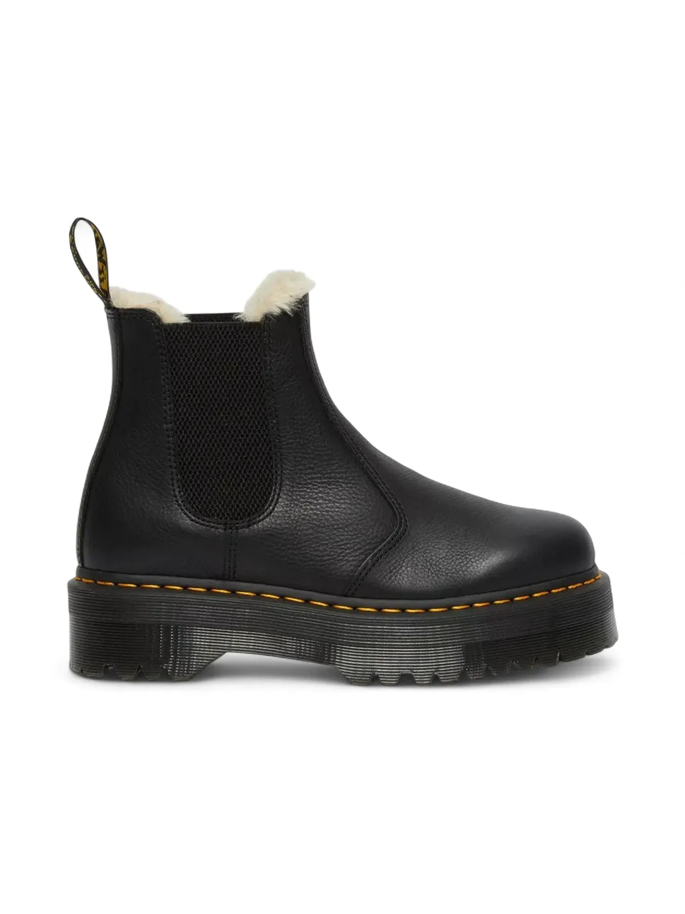 Ботинки челси Dr. Martens 2976 Quad с искусственным мехом, кожа Pisa, платформа — изображение 1 из 1, черный