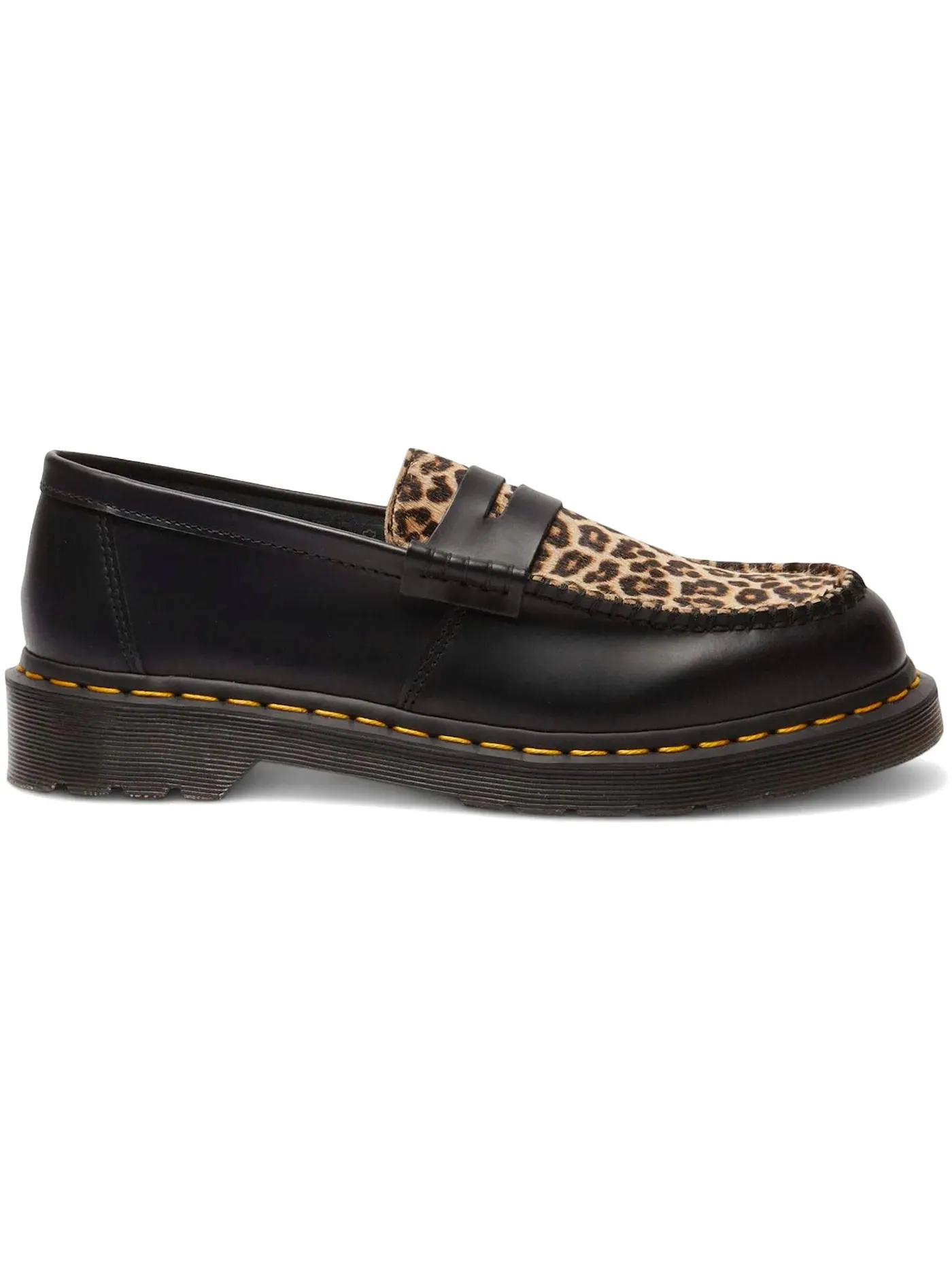 Лоферы мужские Dr. Martens Penton из гладкой кожи, с леопардовым принтом — изображение 1 из 1, черный/светлый бежевый