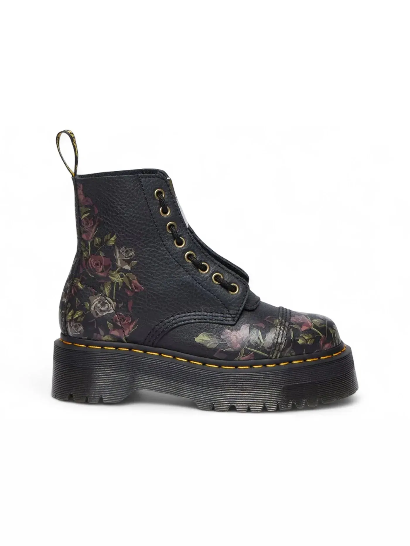 Женские ботинки с принтом Dr. Martens Sinclair Decayed Roses Tumbled Nappa Leather Lace Up Boot — изображение 1 из 1, черный