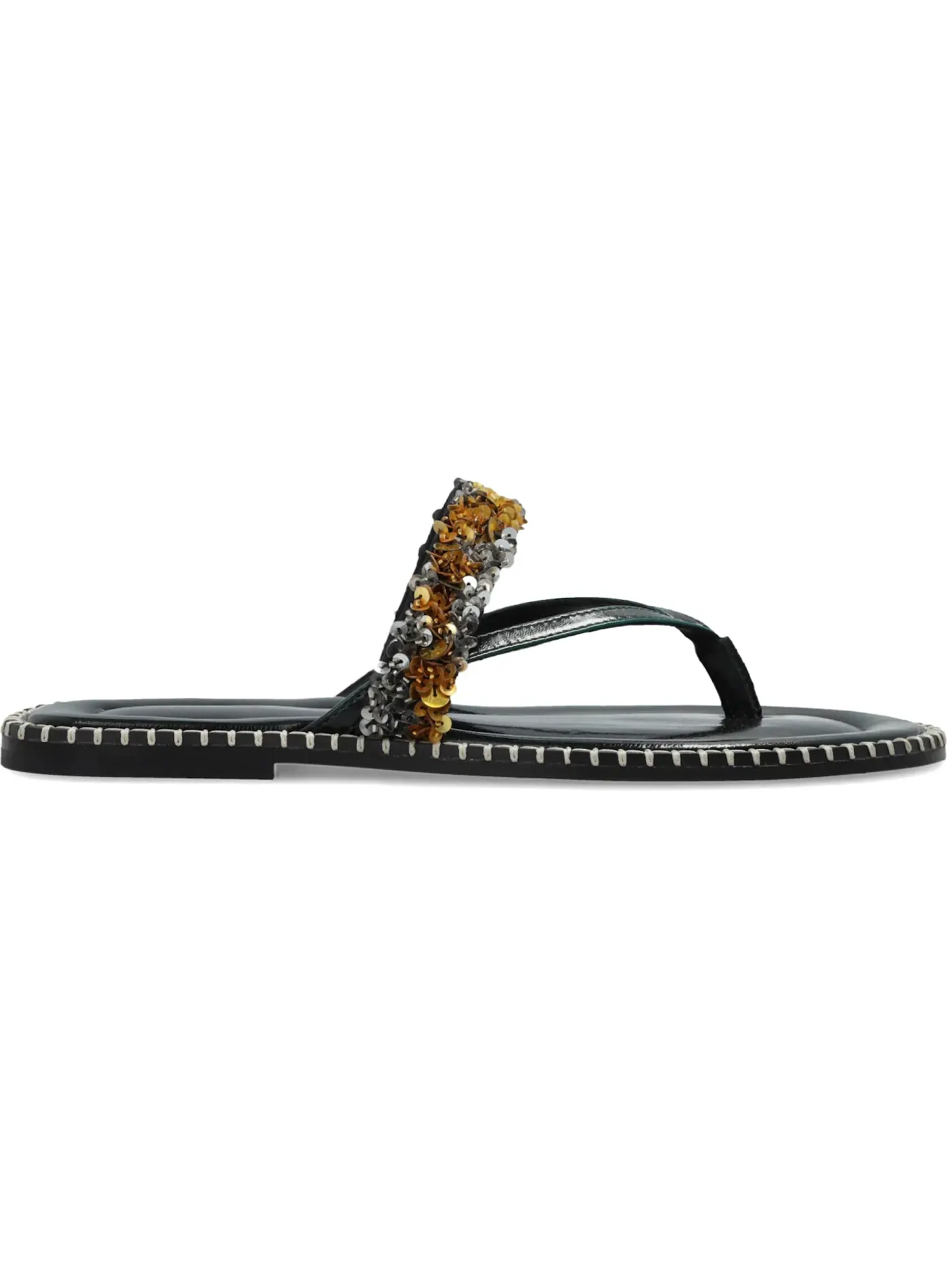 Женские босоножки с пайетками Dries Van Noten Sequin Leather Sandals — изображение 1 из 1, серый