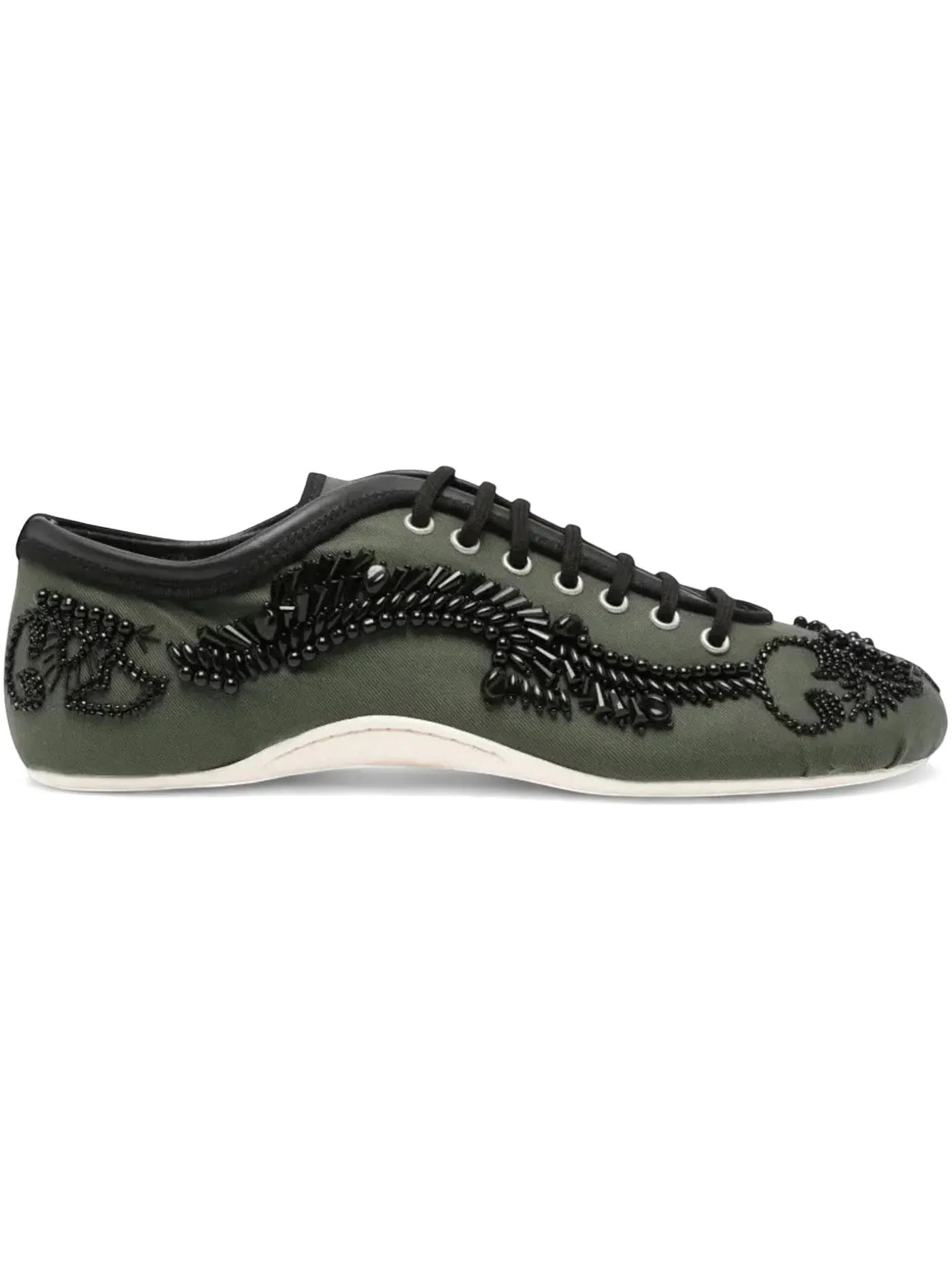 Женские кроссовки из хлопка Dries Van Noten Twill Microsand Cotton Shoe Dries Van Noten, Bottle — изображение 1 из 1