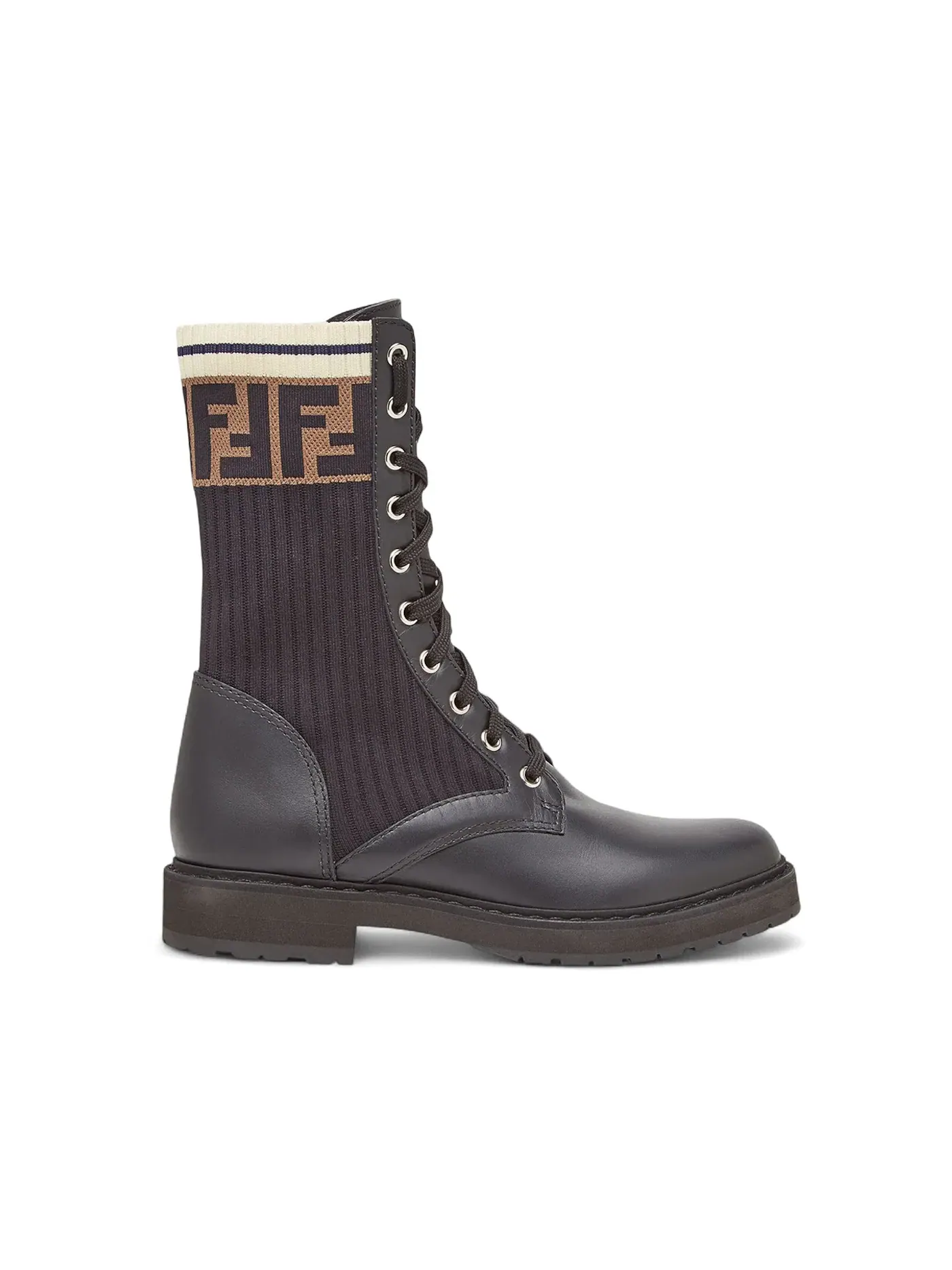 Женские ботинки в стиле байкер Fendi FF Rockoko Fendi — изображение 1 из 1, черный/коричневый