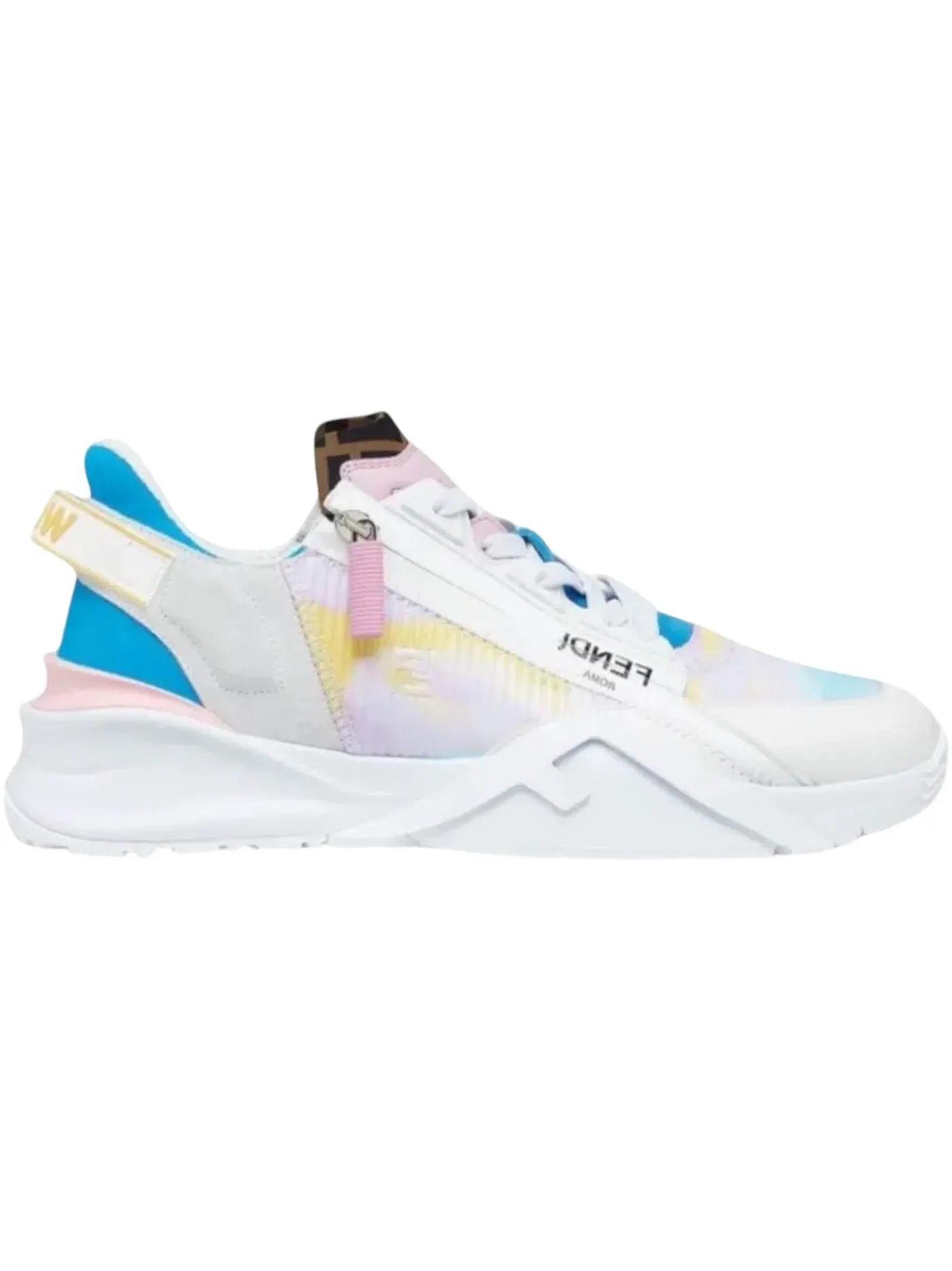 Мужские кроссовки с контрастной отделкой Fendi Flow Low Top Fendi — изображение 1 из 1, белый/светлый синий