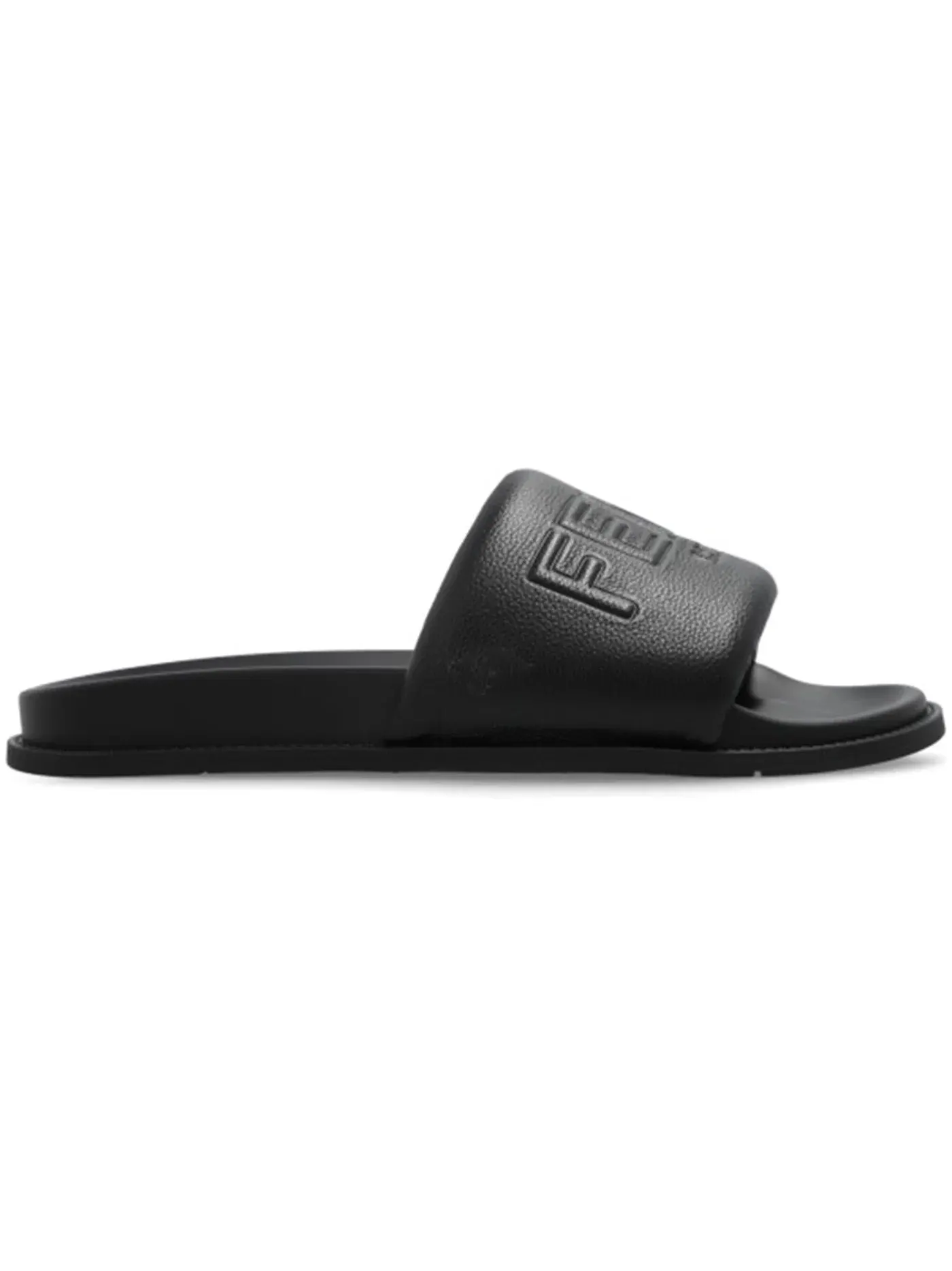 Мужские шлепанцы Fendi Leather Roma Wide Band Slides Fendi — изображение 1 из 1, черный